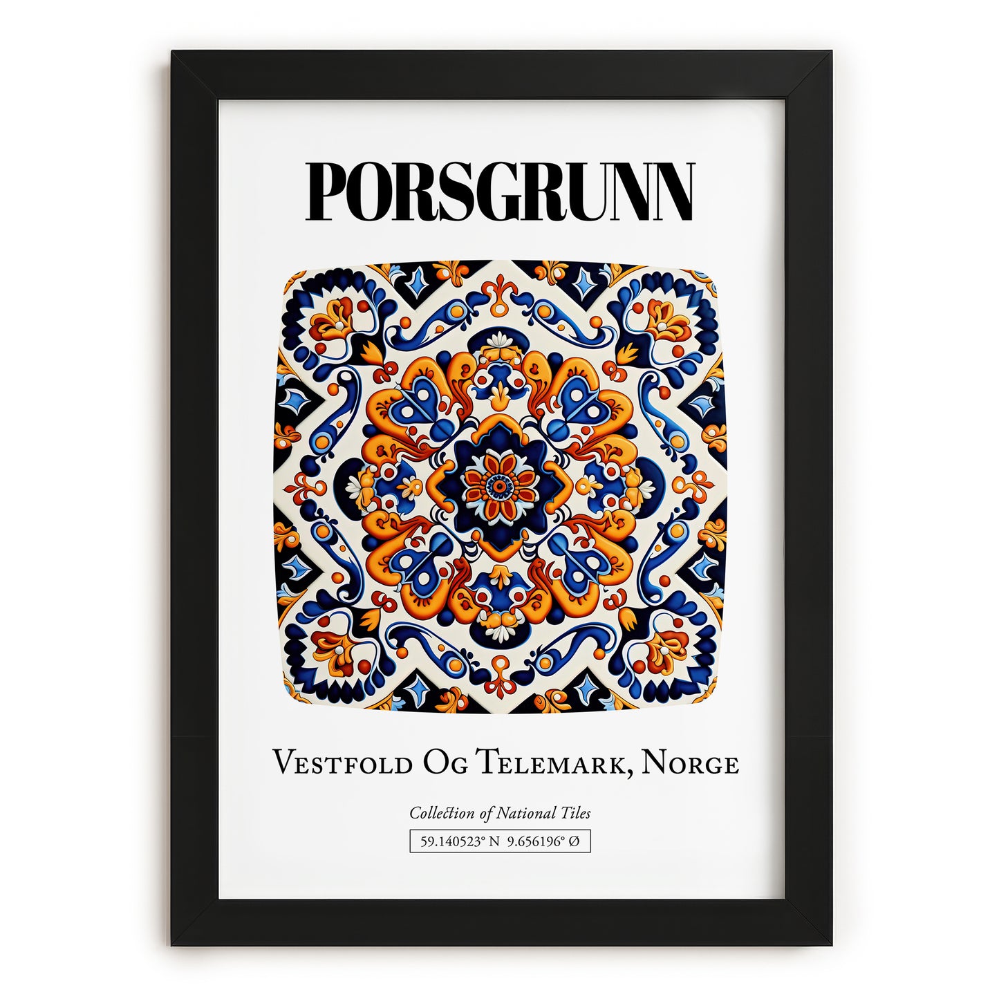 Porsgrunn, Norway – National Pride Wall Decor, in sleek black frame