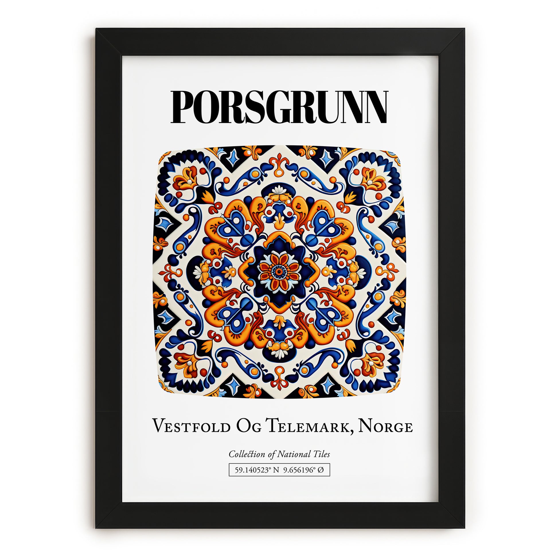Porsgrunn, Norway – National Pride Wall Decor, in sleek black frame