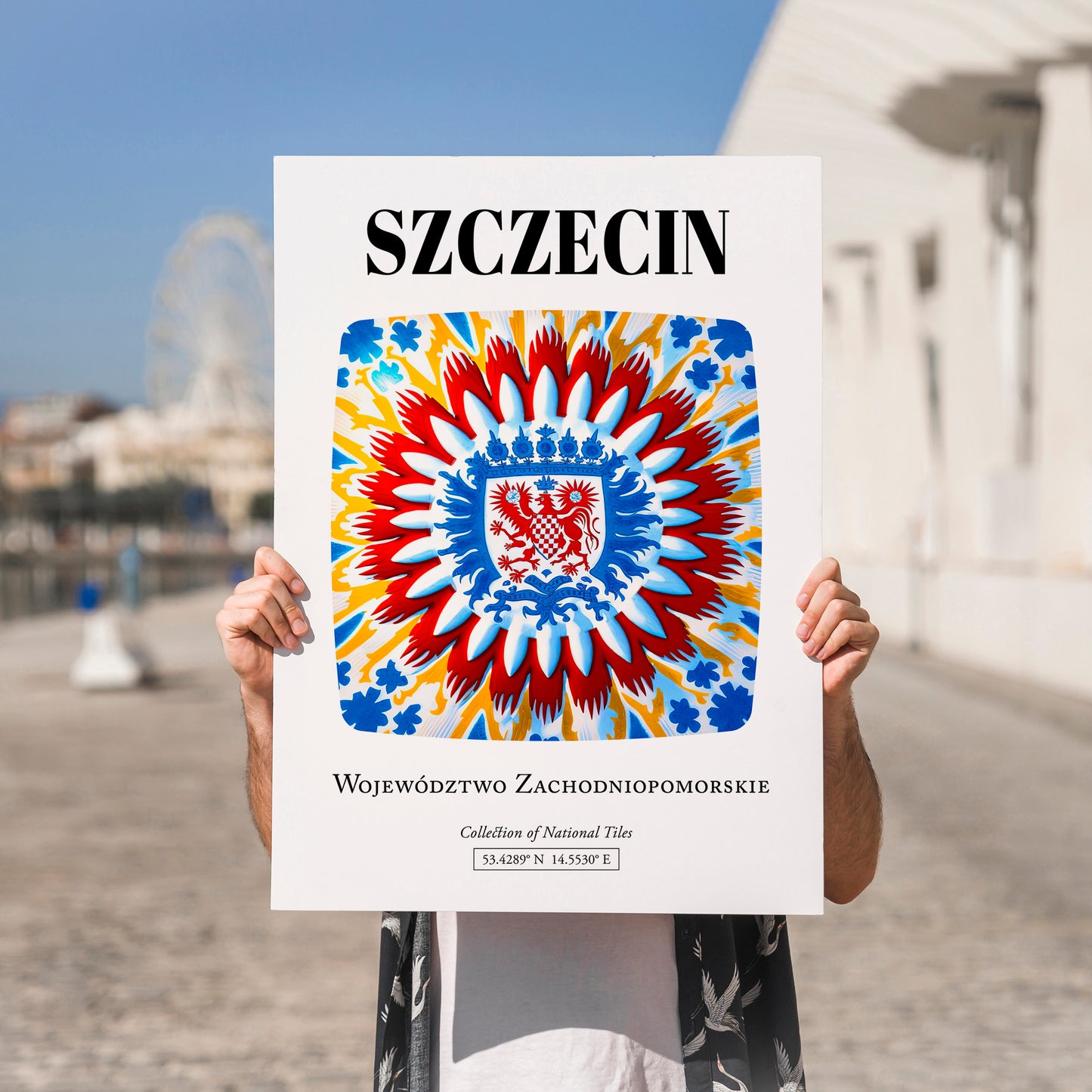 Szczecin, Poland – Travel Wall Art, no-text version framed in wood