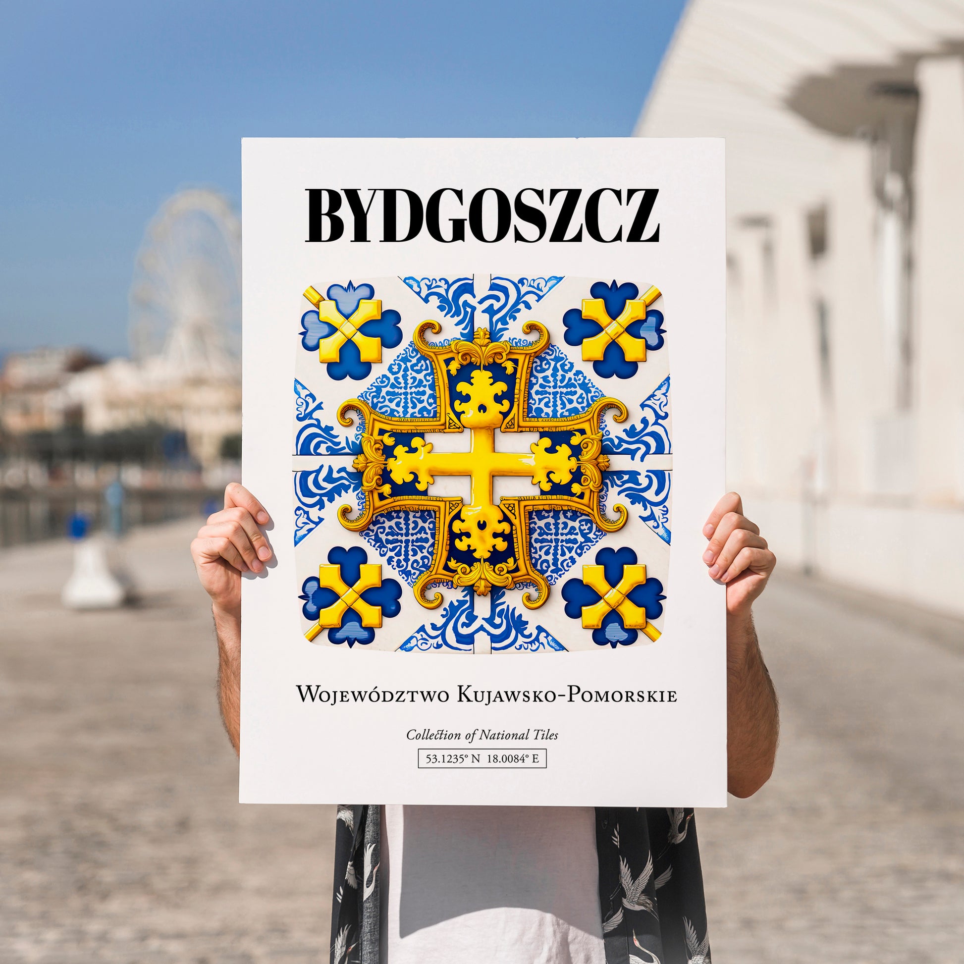 Bydgoszcz, Poland – Travel Poster, no-text version framed in wood