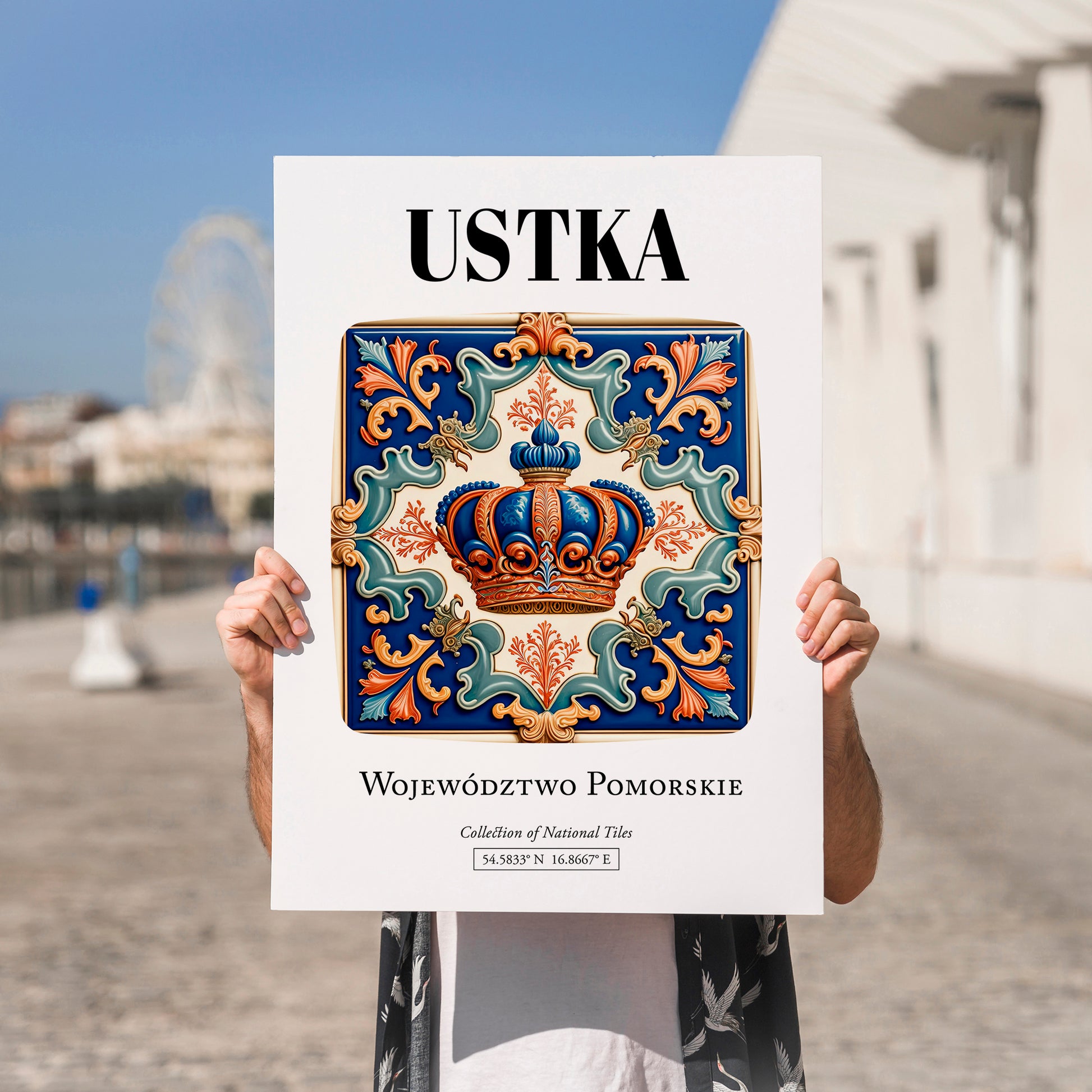 Ustka, Poland – Travel Print, no-text version framed in wood