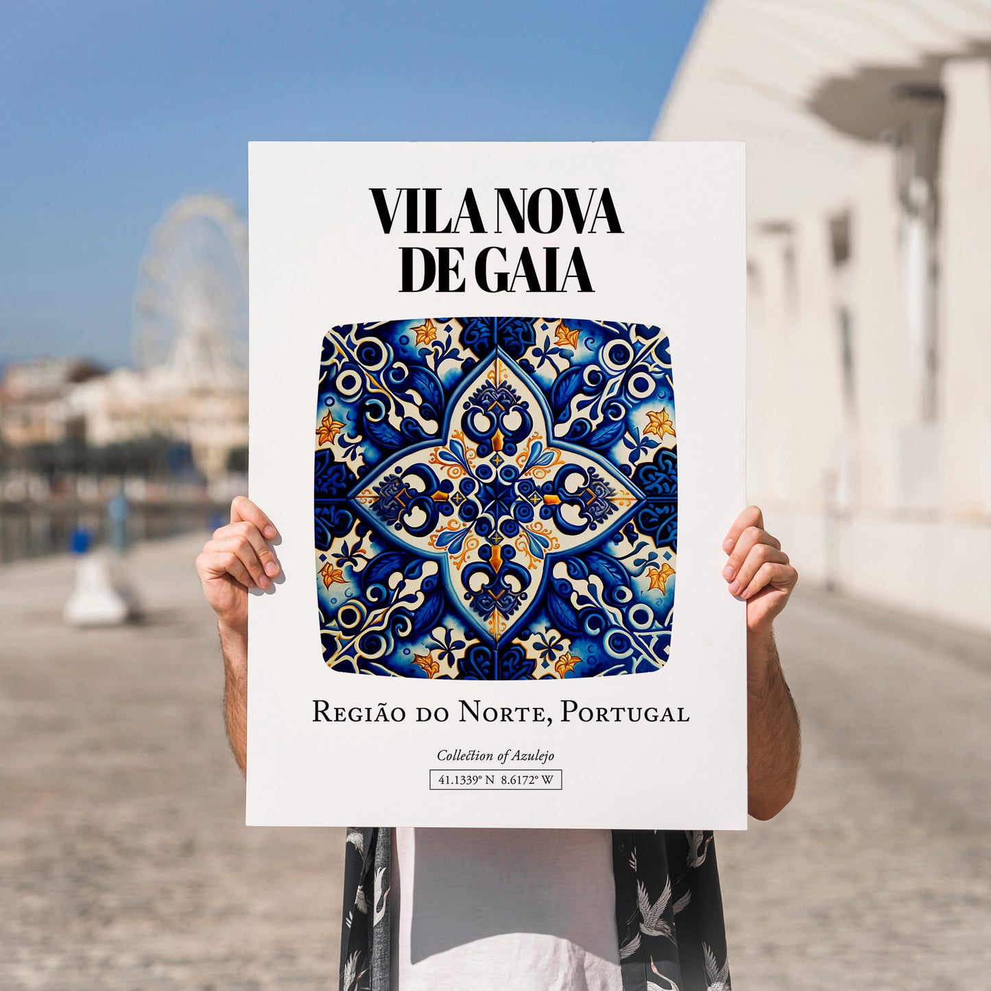 Vila Nova De Gaia, Portugal – Travel Wall Art, no-text version framed in wood