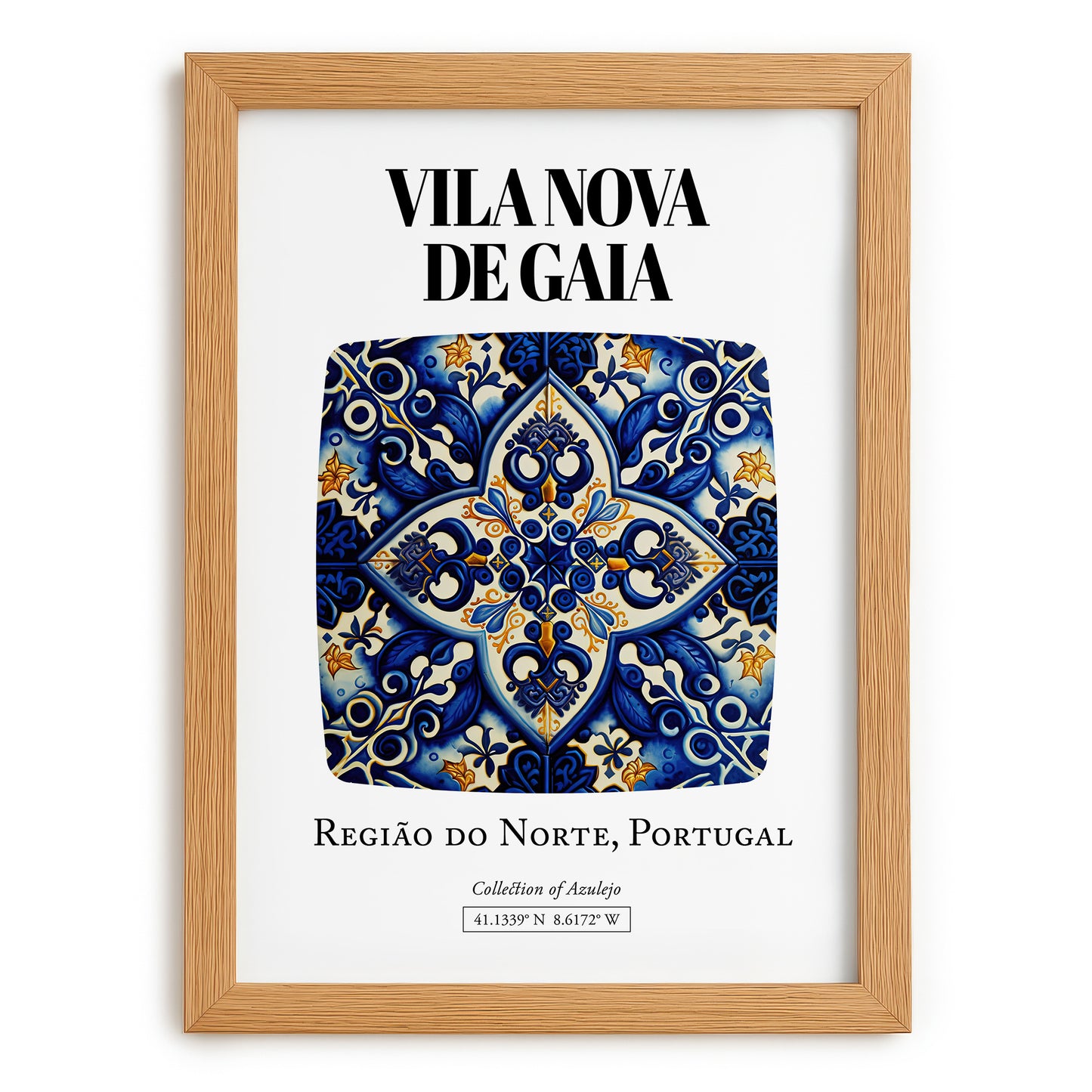 Vila Nova De Gaia, Portugal – Travel Wall Art, set in oak frame