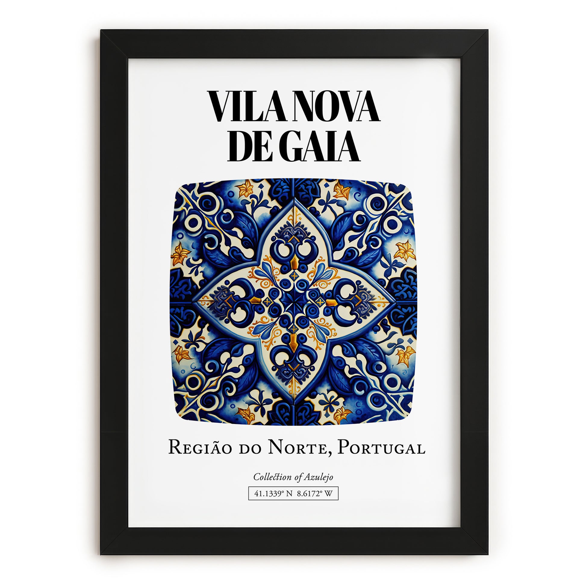 Vila Nova De Gaia, Portugal – Travel Wall Art, in sleek black frame