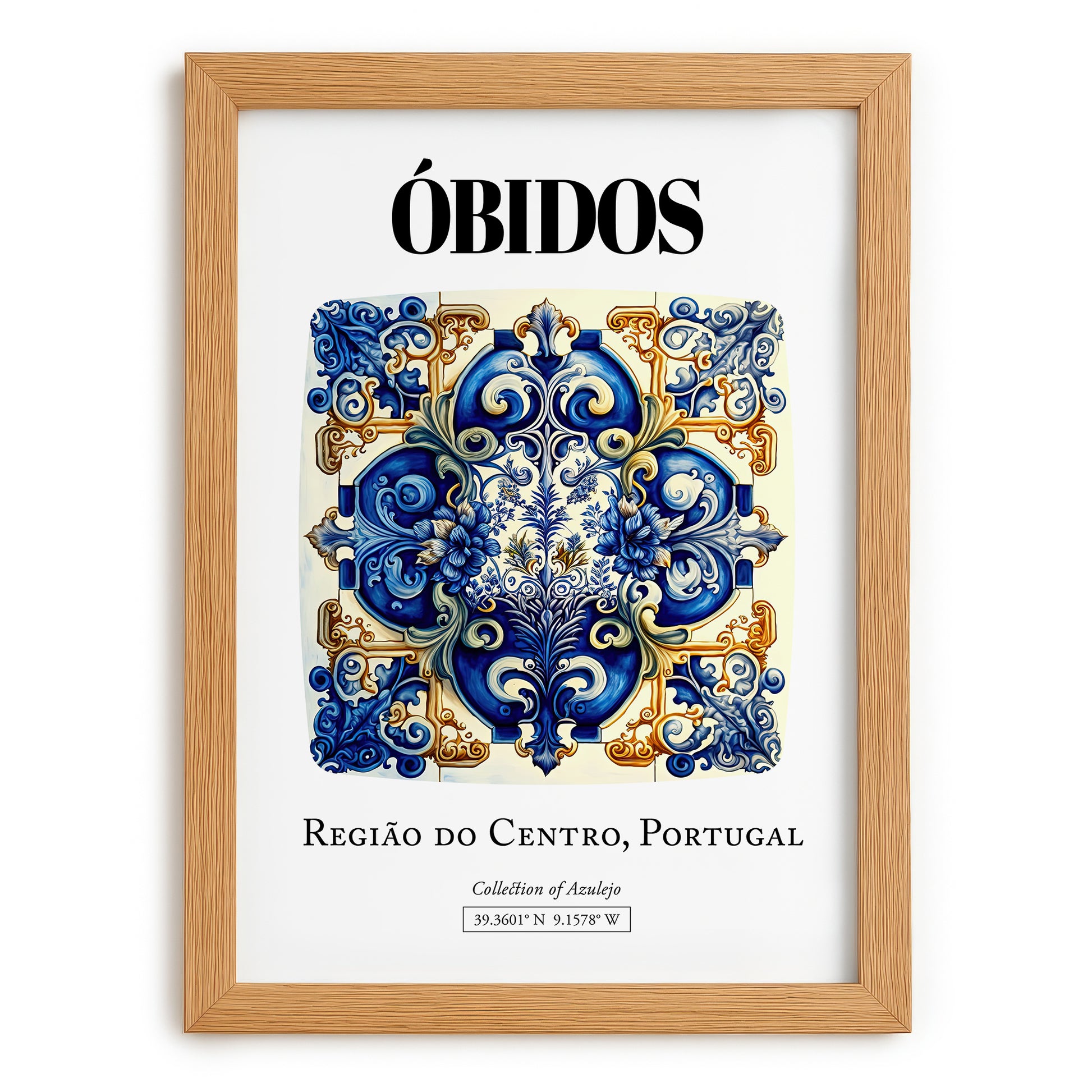 Óbidos, Portugal – Travel Print, set in oak frame