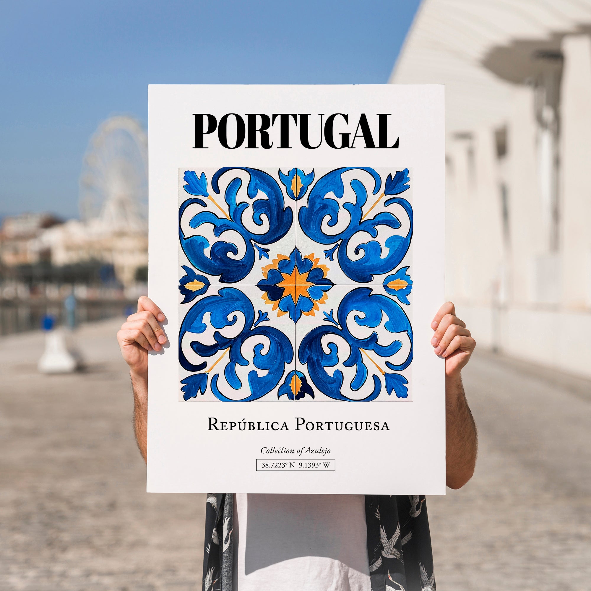 Portugal, Portugal – Travel Wall Decor, no-text version framed in wood