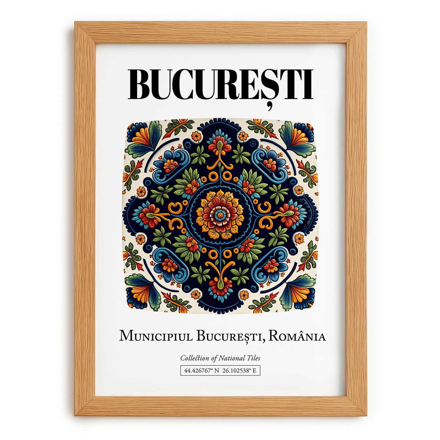 București, România – Travel Poster, set in oak frame