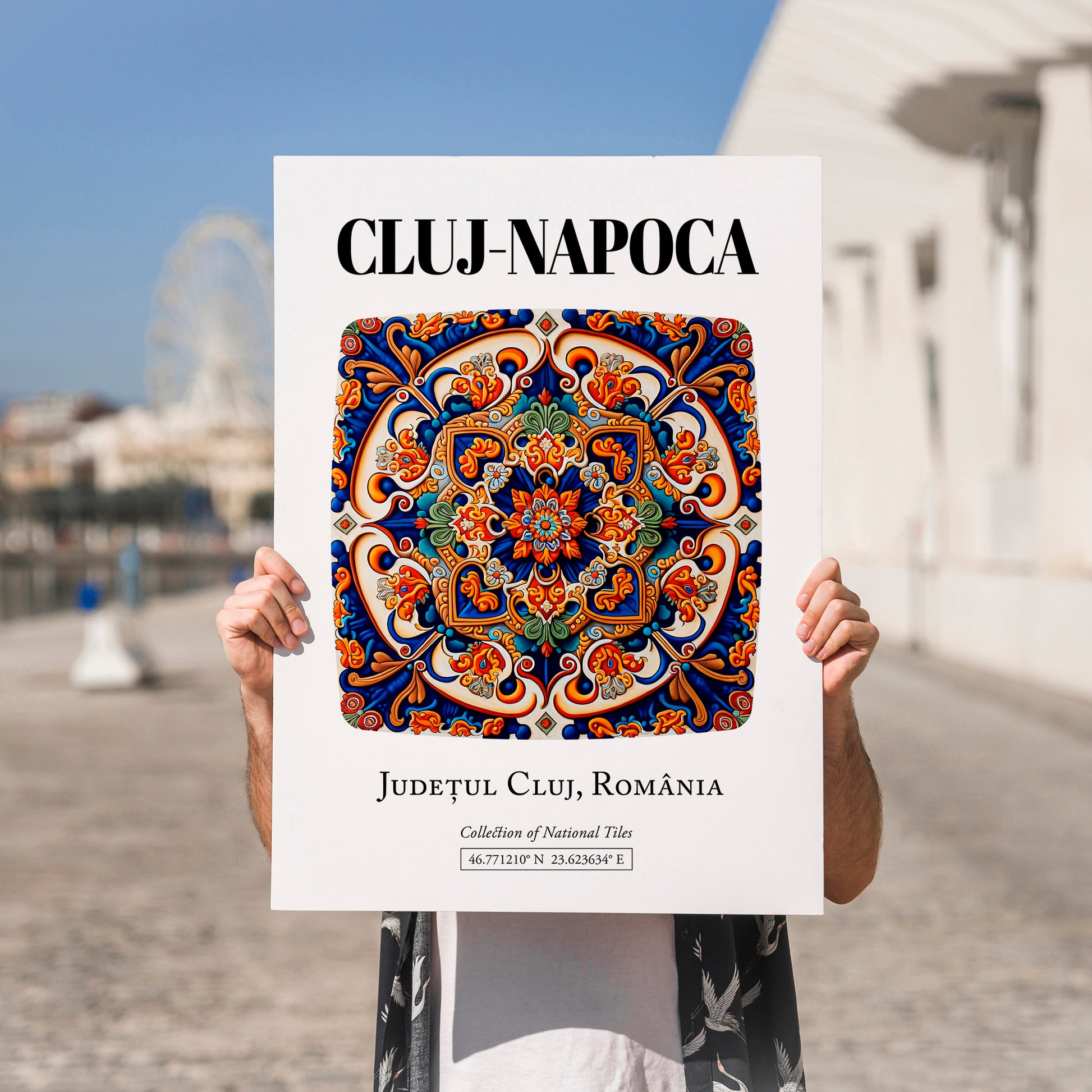 Cluj-napoca, Romania – Travel Print, no-text version framed in wood