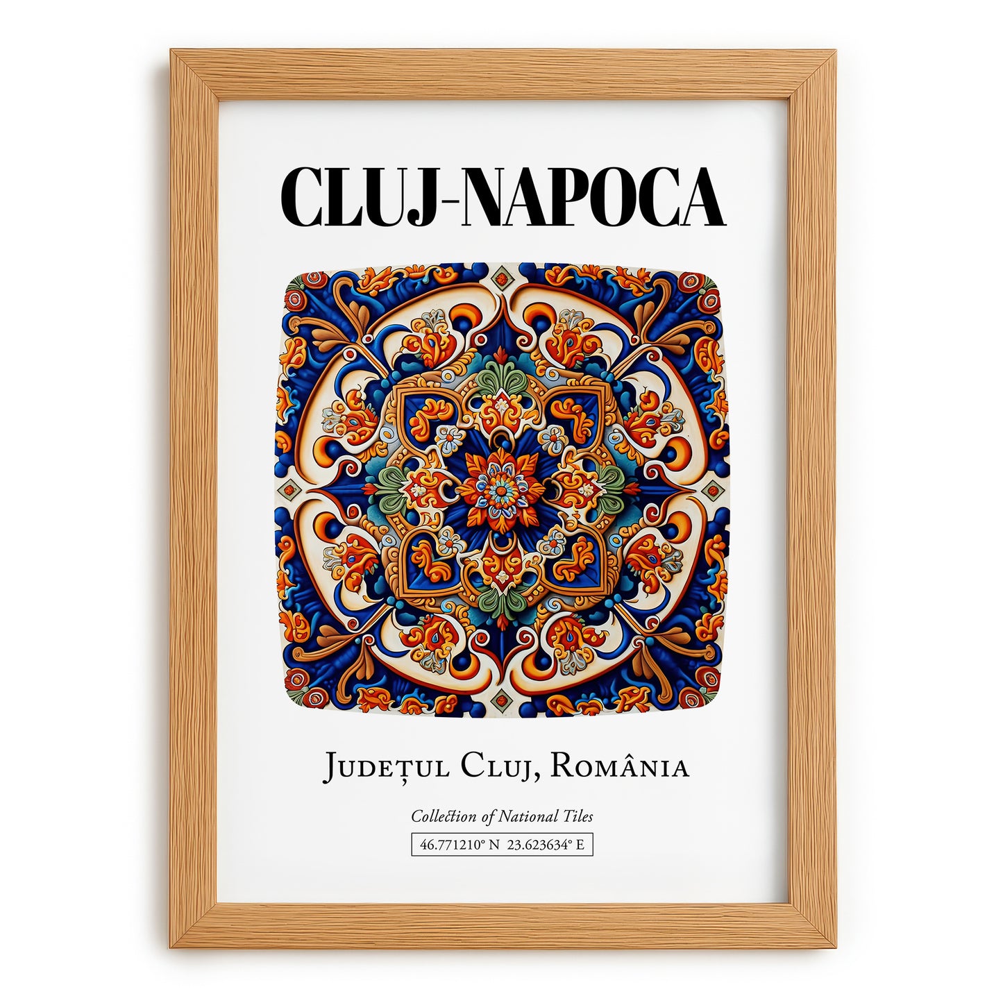Cluj-napoca, Romania – Travel Print, set in oak frame