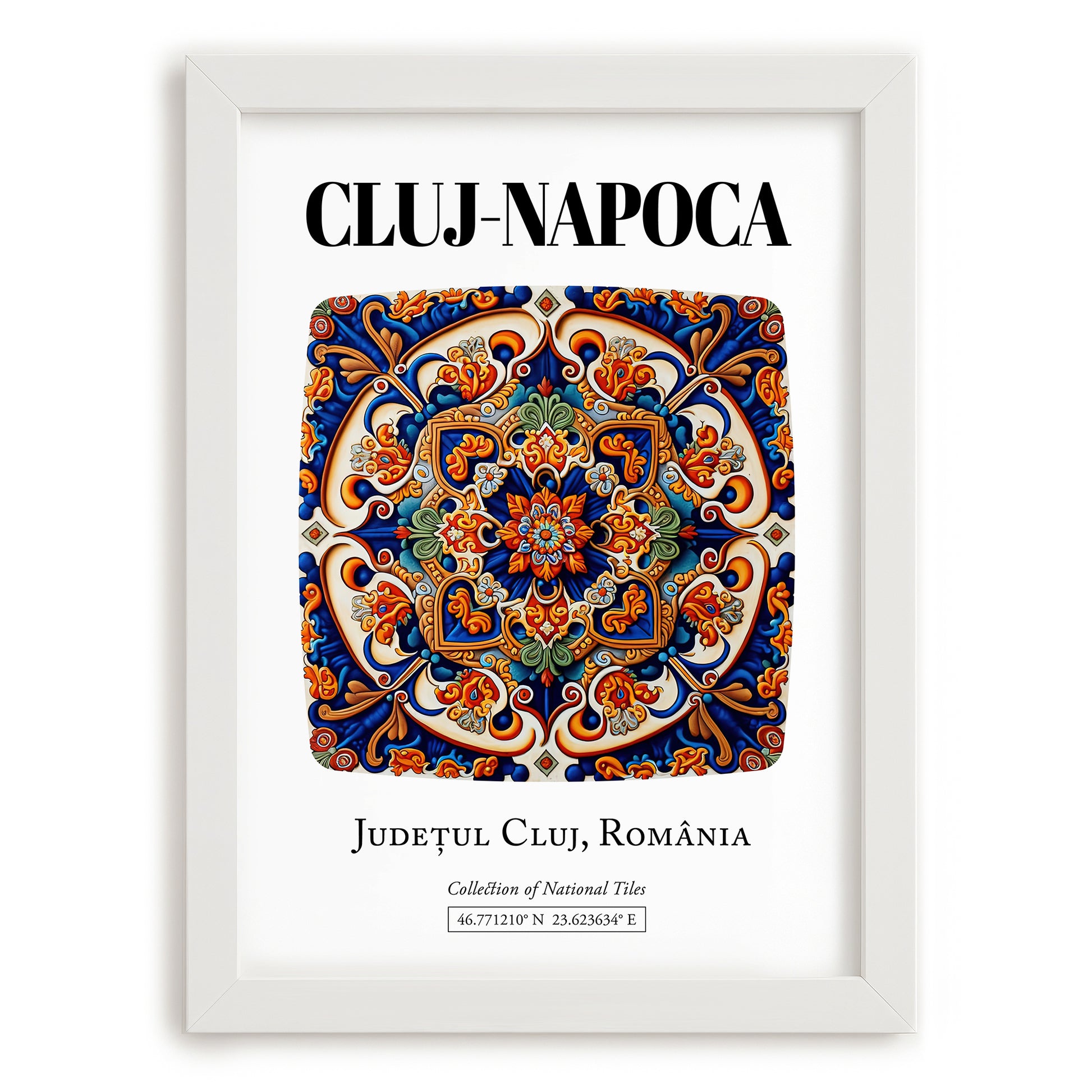 Cluj-napoca, Romania – Travel Print, placed in minimal white frame