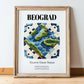 Beograd, Romania – Travel Wall Art, in wooden frame leaning on the floor