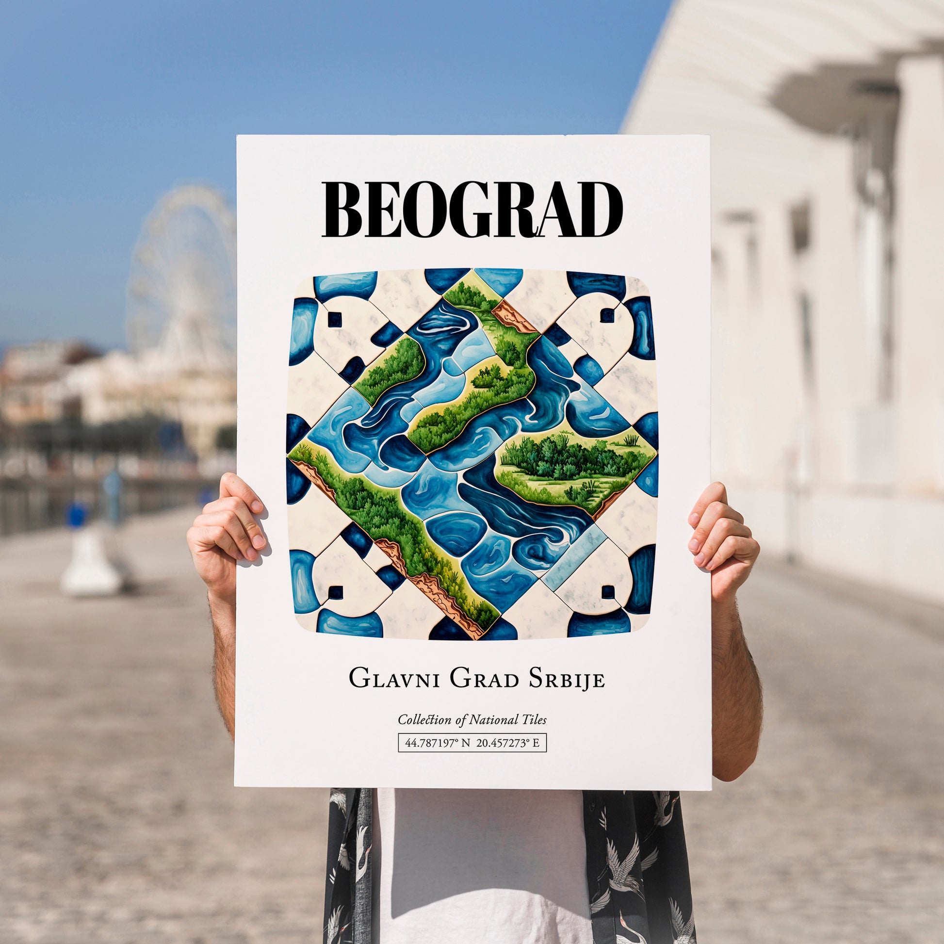 Beograd, Romania – Travel Wall Art, no-text version framed in wood