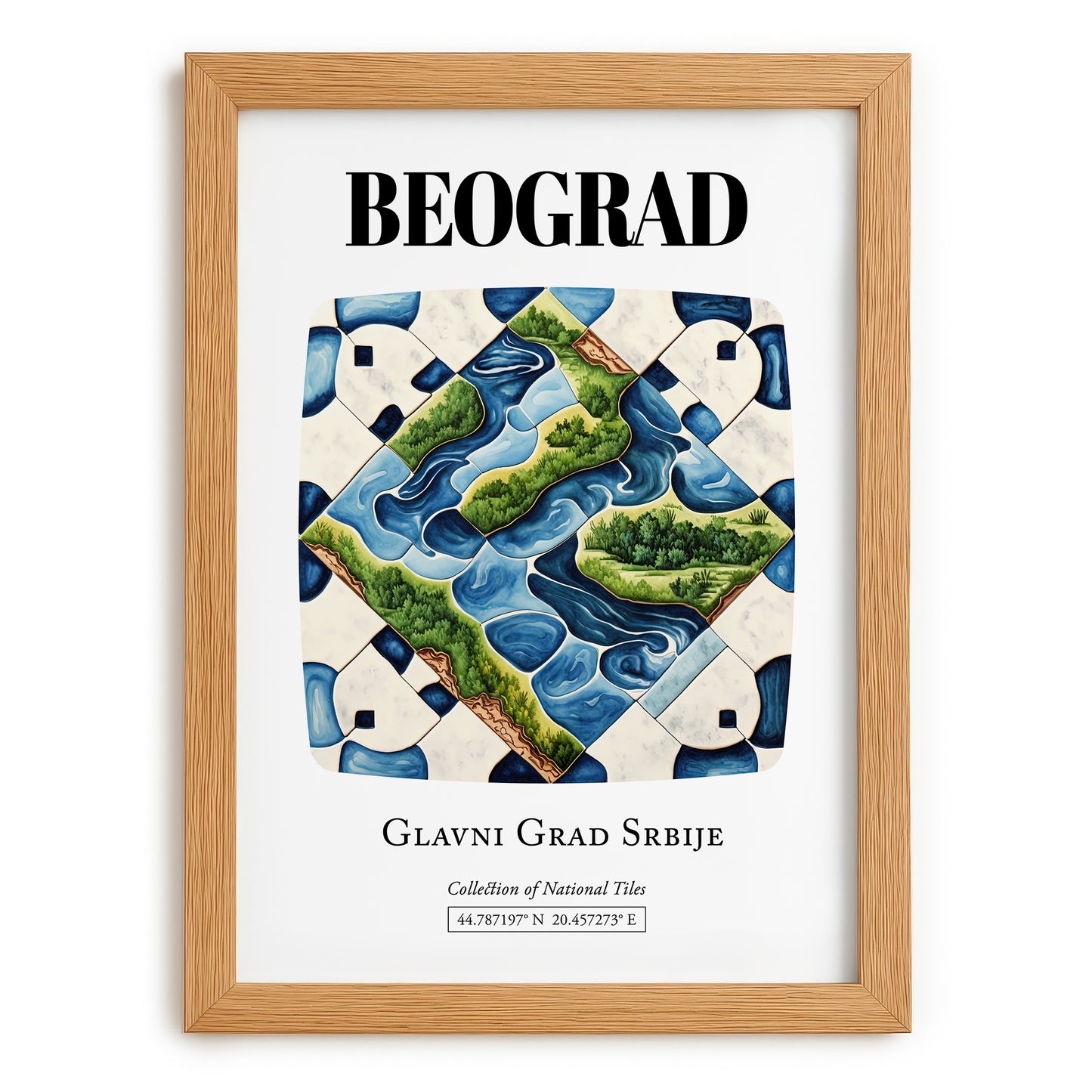 Beograd, Romania – Travel Wall Art, set in oak frame