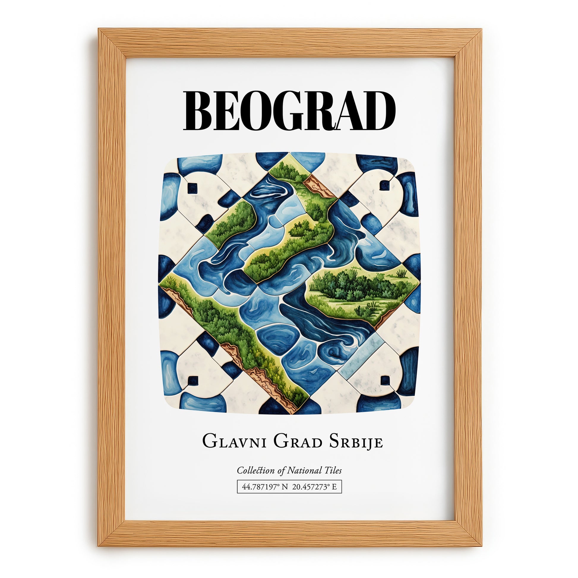 Beograd, Romania – Travel Wall Art, set in oak frame