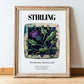 Stirling, Scotland – Travel Print, in wooden frame leaning on the floor