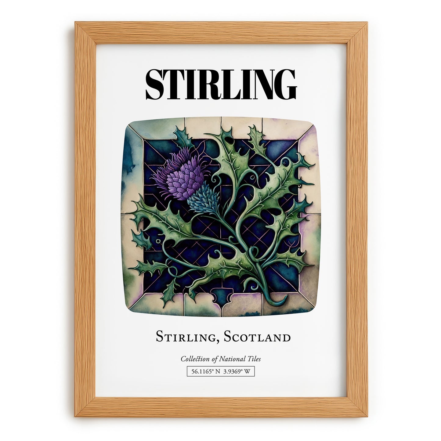 Stirling, Scotland – Travel Print, set in oak frame