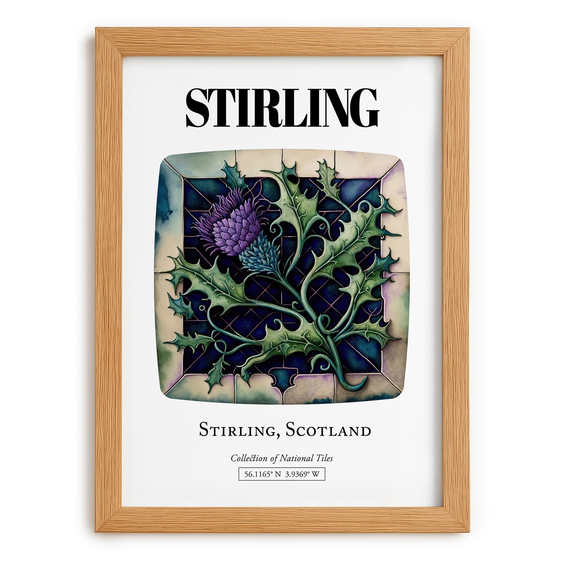 Stirling, Scotland – Travel Print, set in oak frame