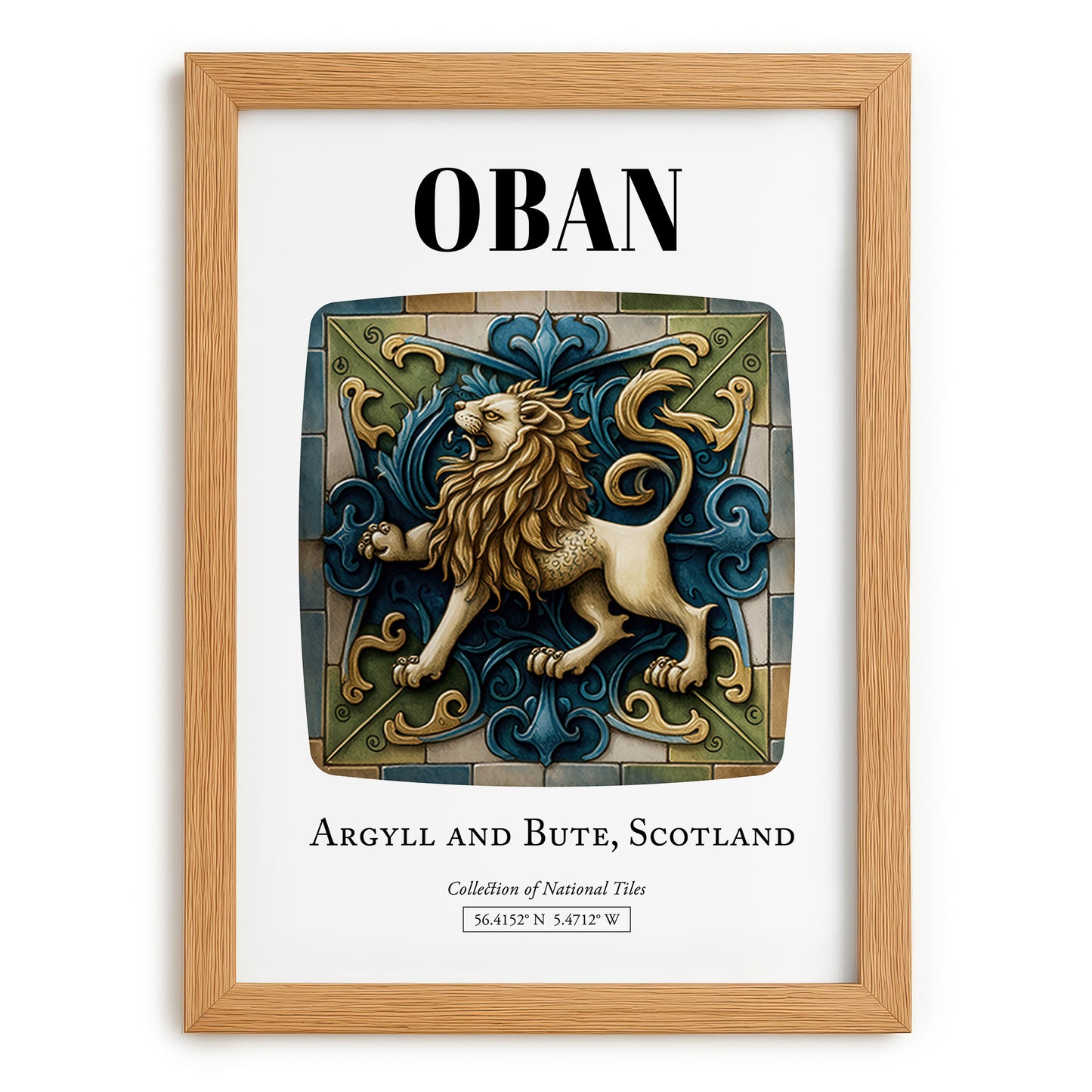 Oban, Scotland – Travel Wall Art, set in oak frame