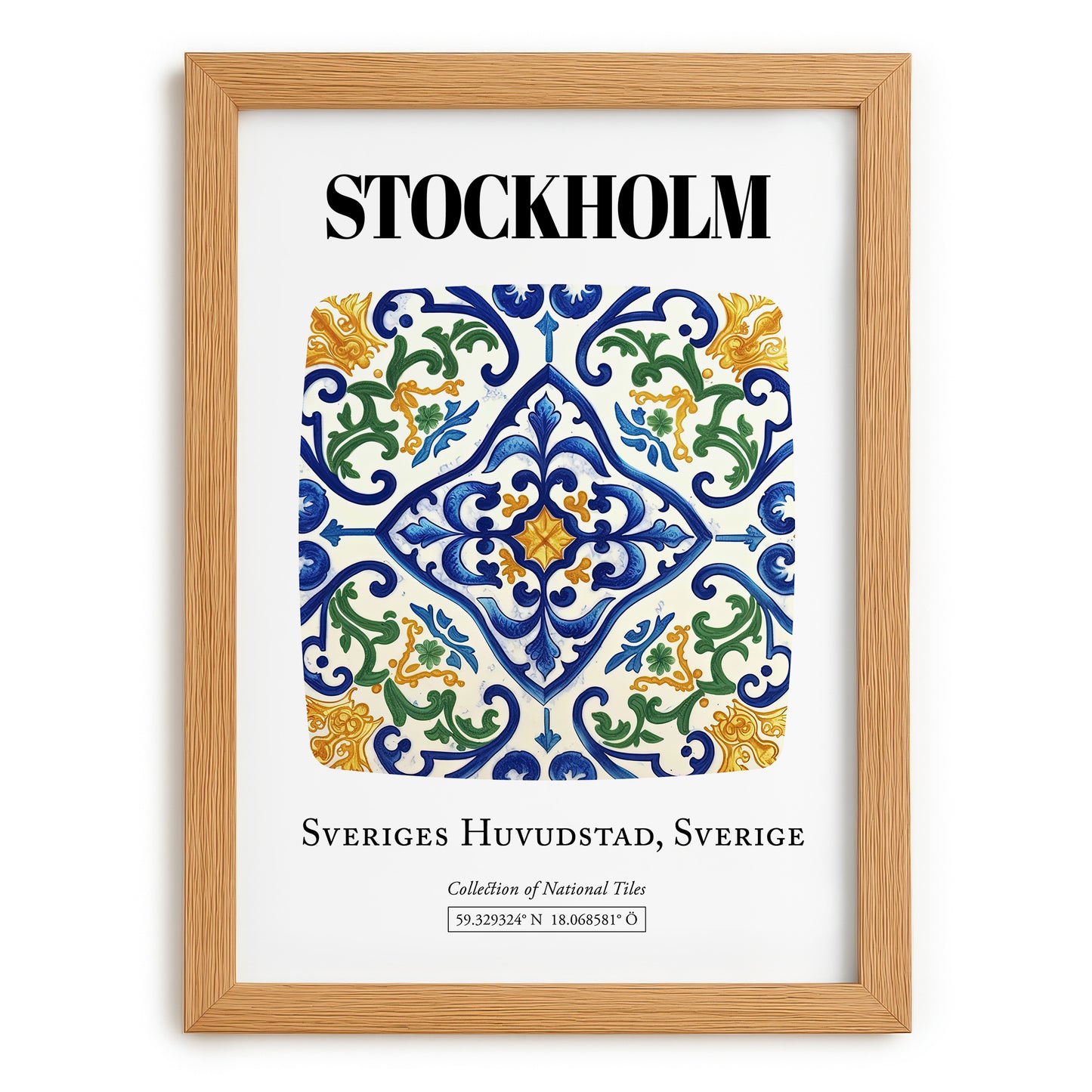 Stockholm, Sweden – Travel Wall Art, set in oak frame