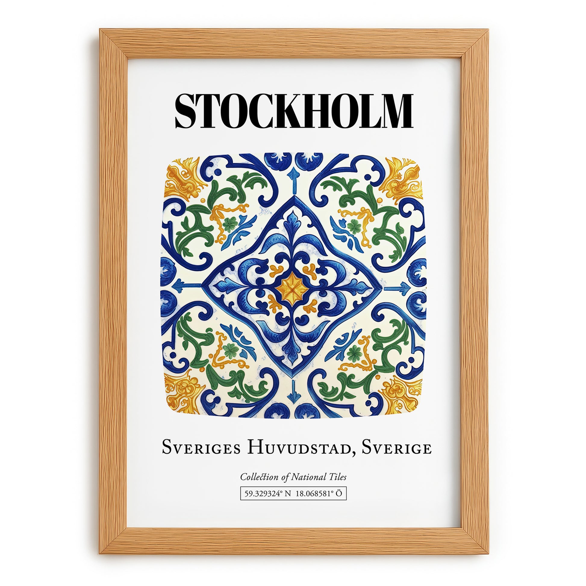 Stockholm, Sweden – Travel Wall Art, set in oak frame