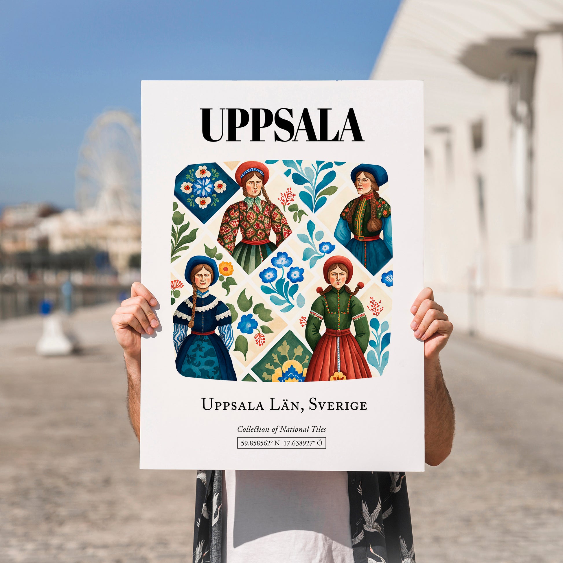 Uppsala, Sweden – Travel Poster, no-text version framed in wood
