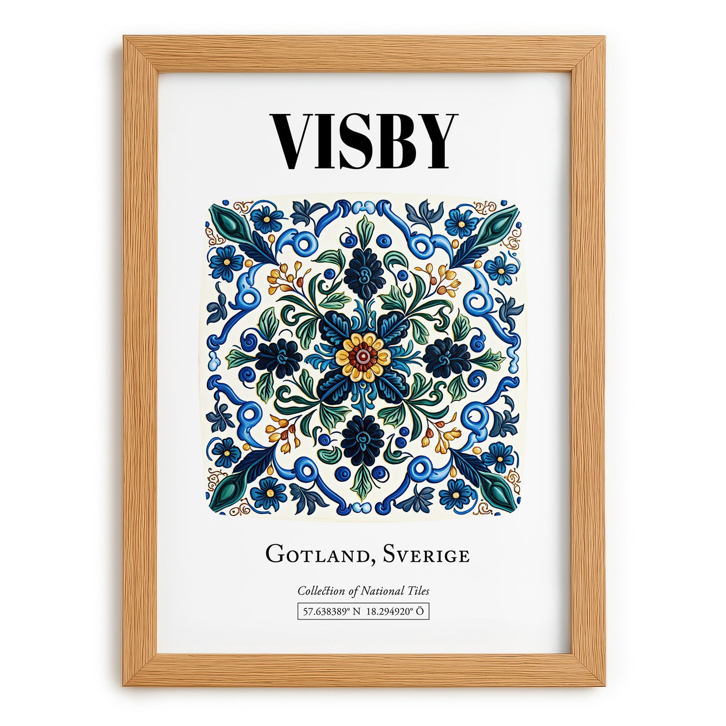Visby, Sweden – Travel Poster, set in oak frame