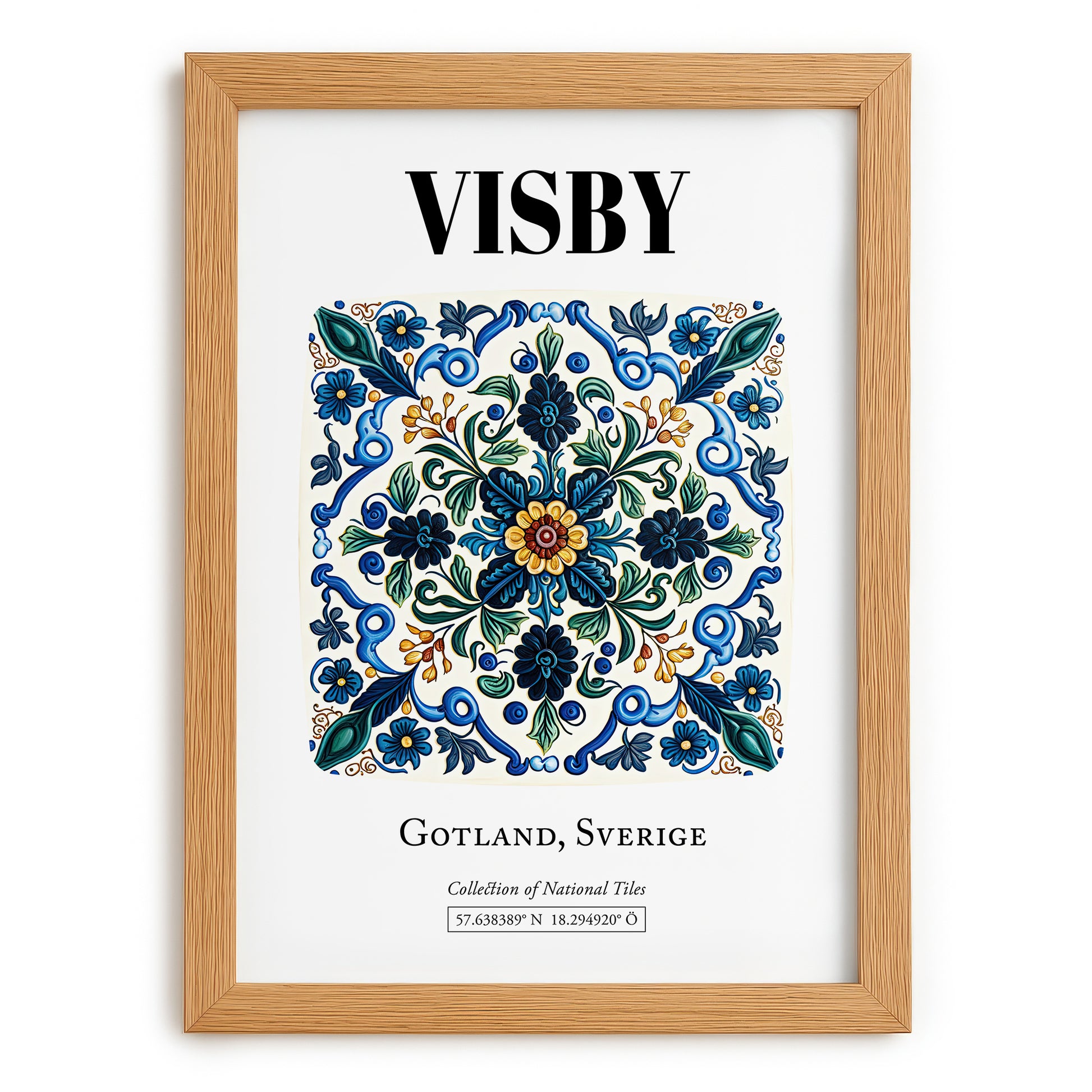 Visby, Sweden – Travel Poster, set in oak frame