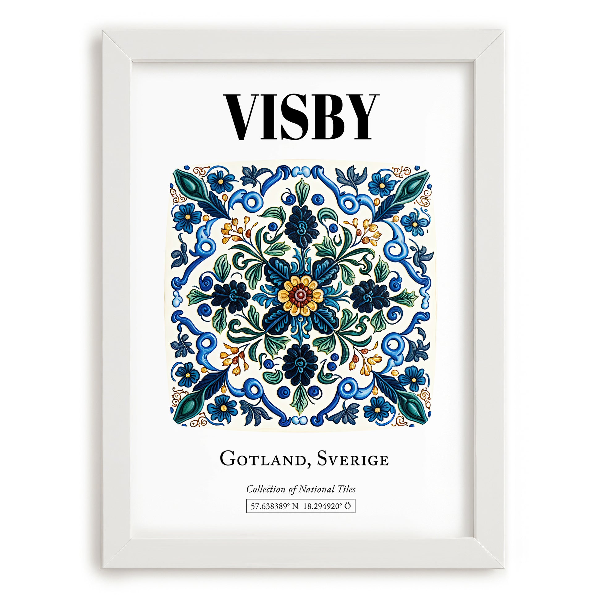 Visby, Sweden – Travel Poster, placed in minimal white frame