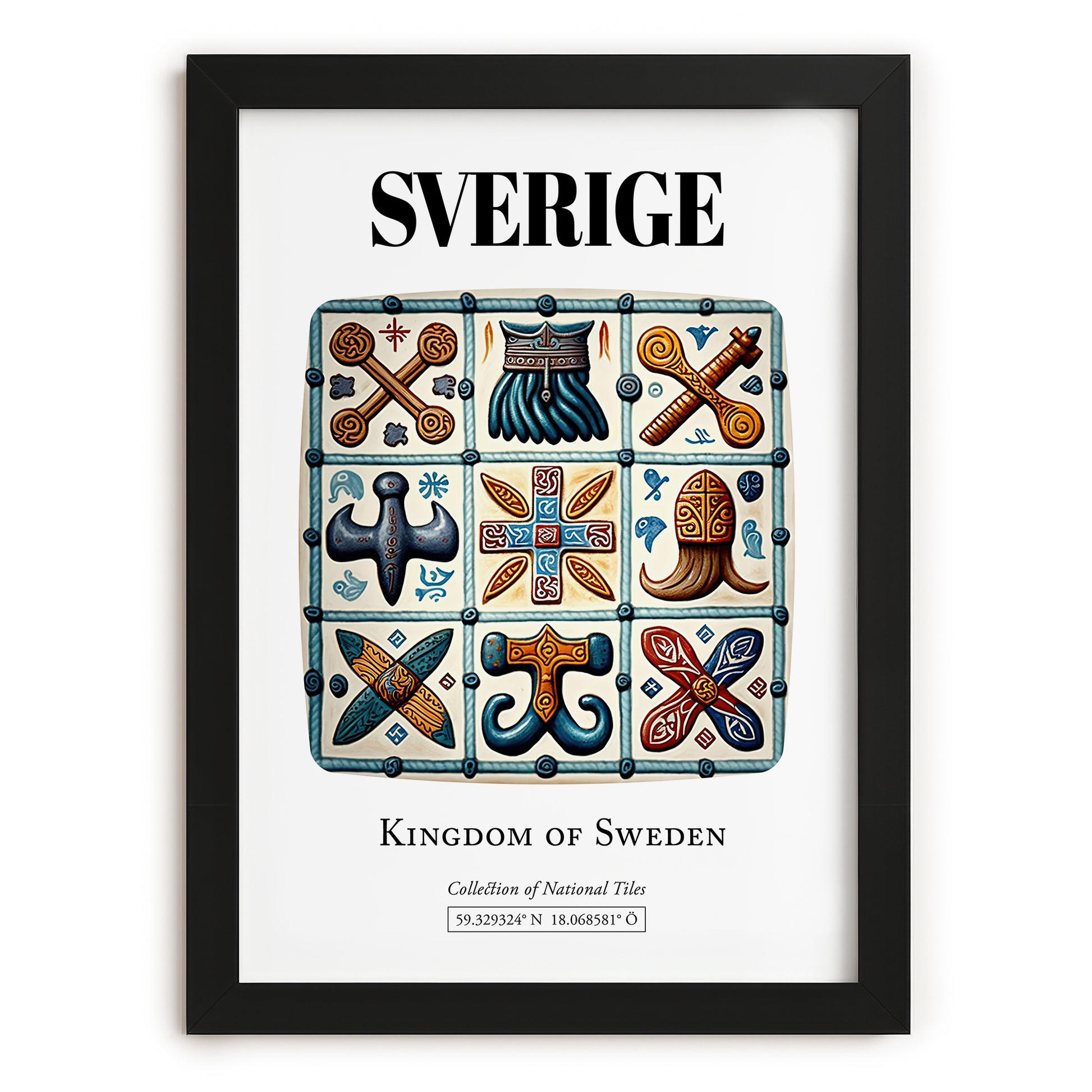 Sverige, Sweden – Away From Home Poster, in sleek black frame