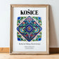 Košice, Slovakia – Travel Print, in wooden frame leaning on the floor