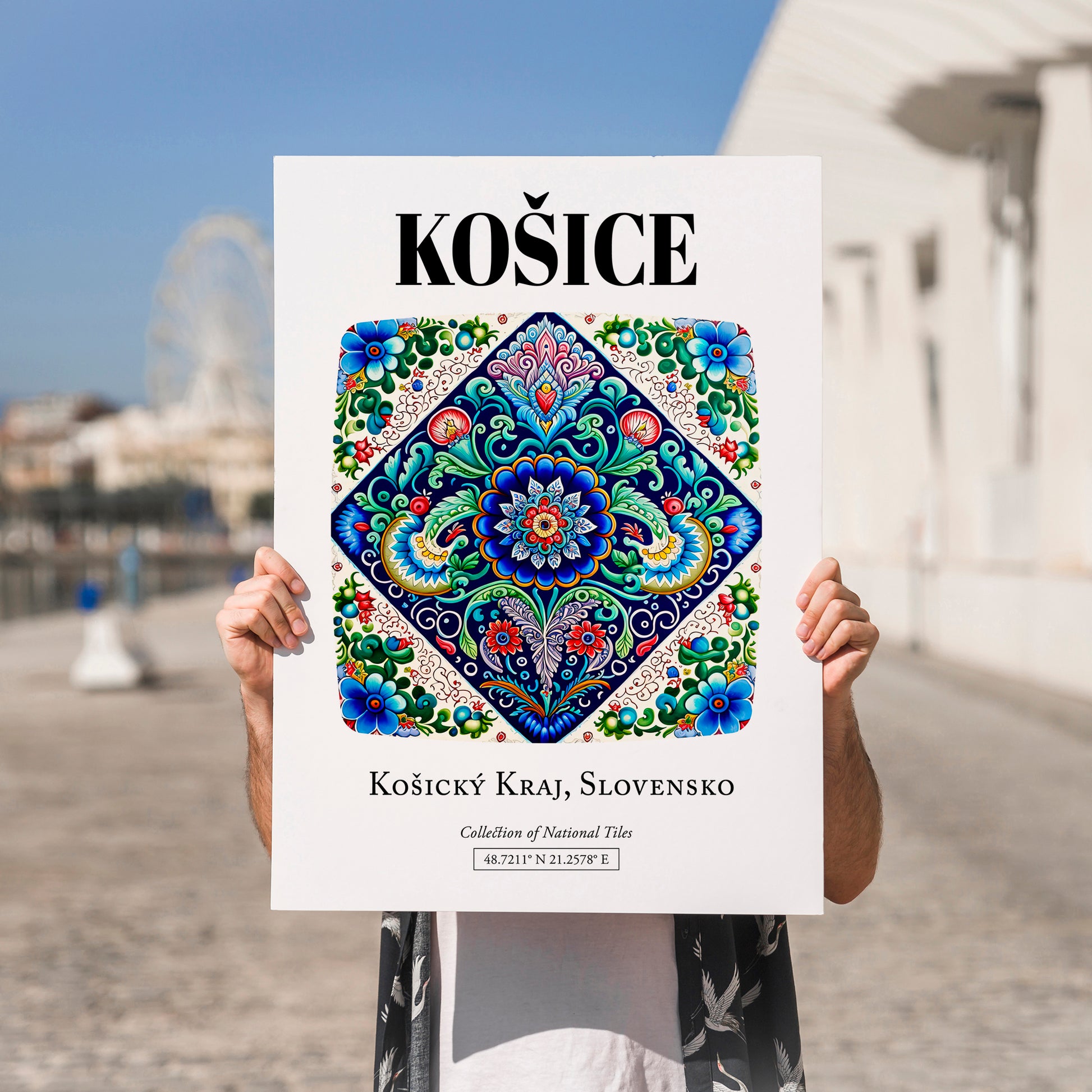 Košice, Slovakia – Travel Print, no-text version framed in wood