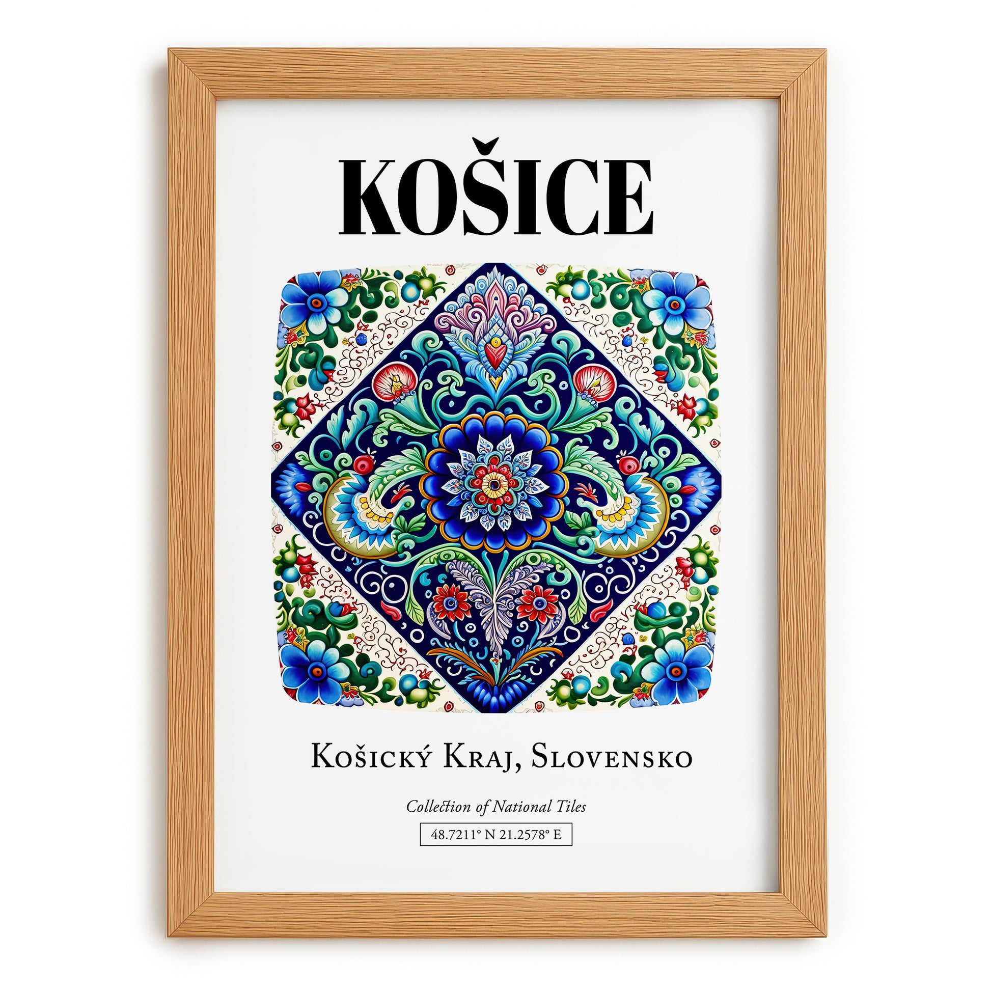 Košice, Slovakia – Travel Print, set in oak frame