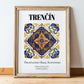 Trenčín, Slovakia – Travel Poster, in wooden frame leaning on the floor