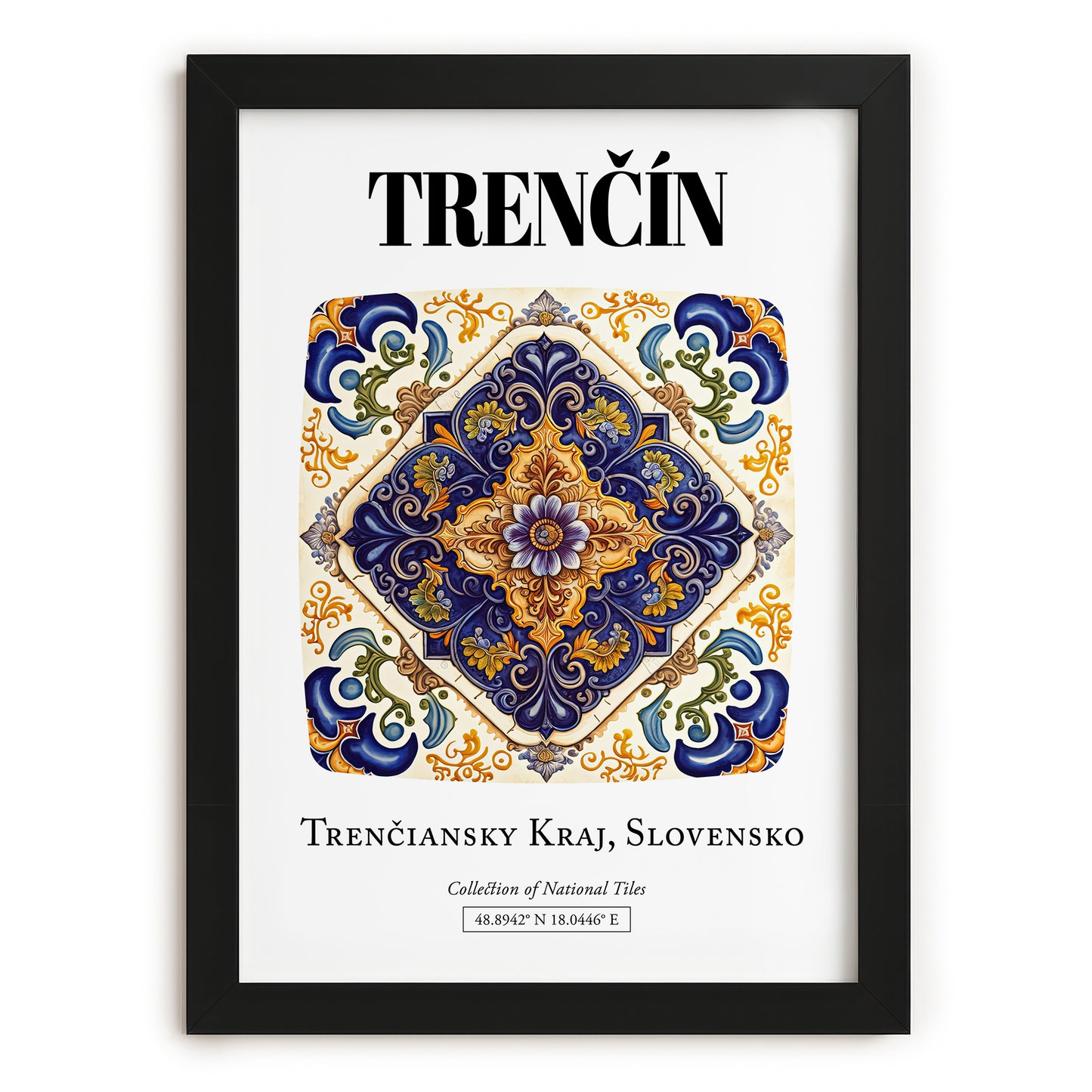 Trenčín, Slovakia – Travel Poster, in sleek black frame