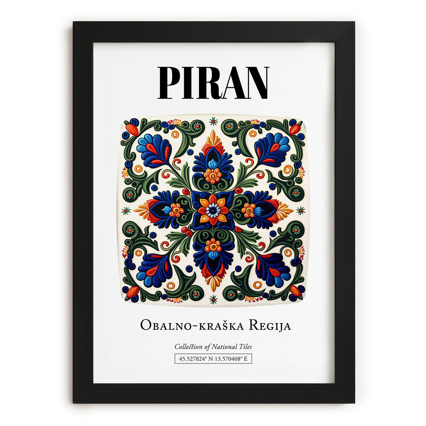 Piran, Slovenia – Travel Poster, in sleek black frame