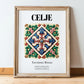 Celje, Slovenia – Minimalist Travel Print, in wooden frame leaning on the floor