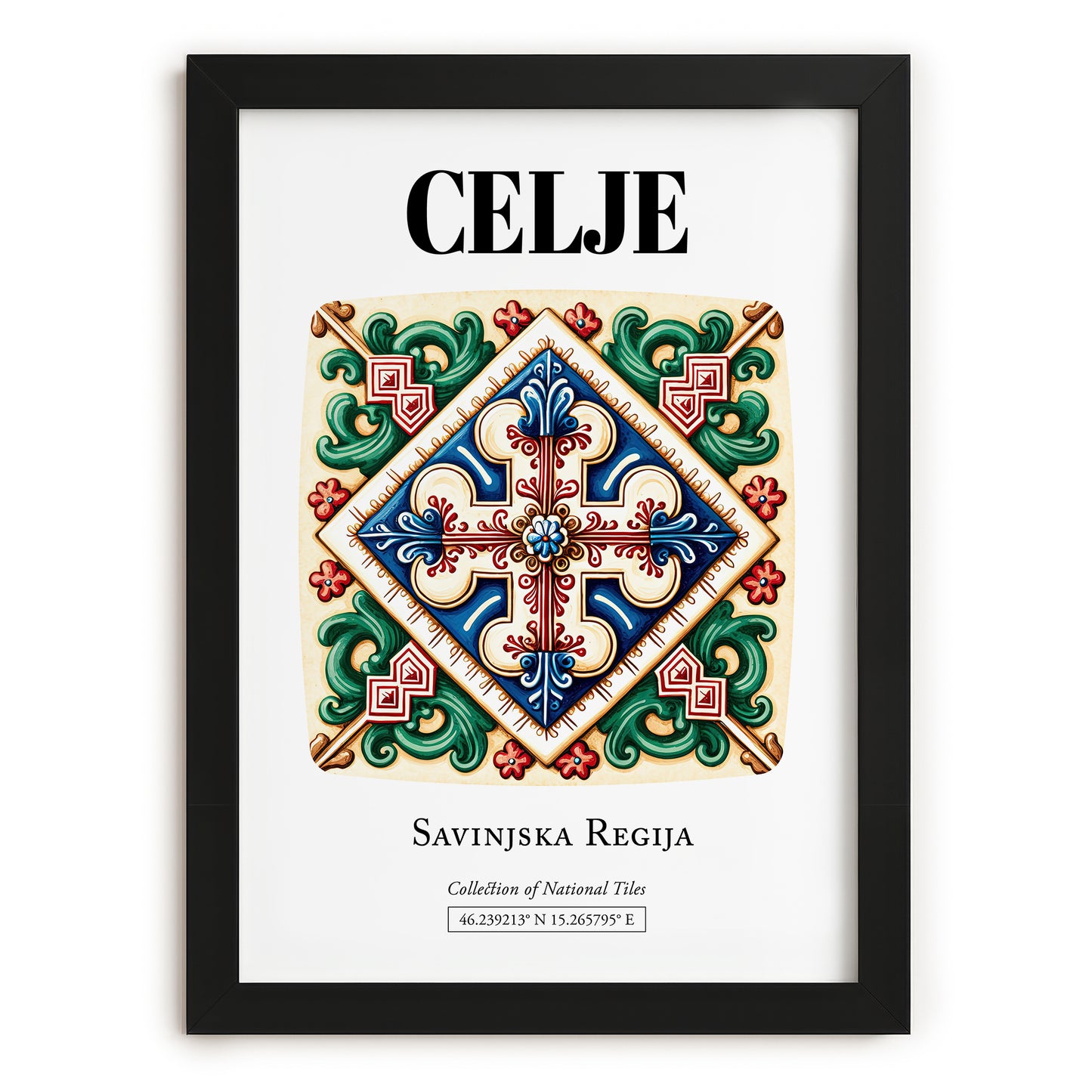 Celje, Slovenia – Minimalist Travel Print, in sleek black frame