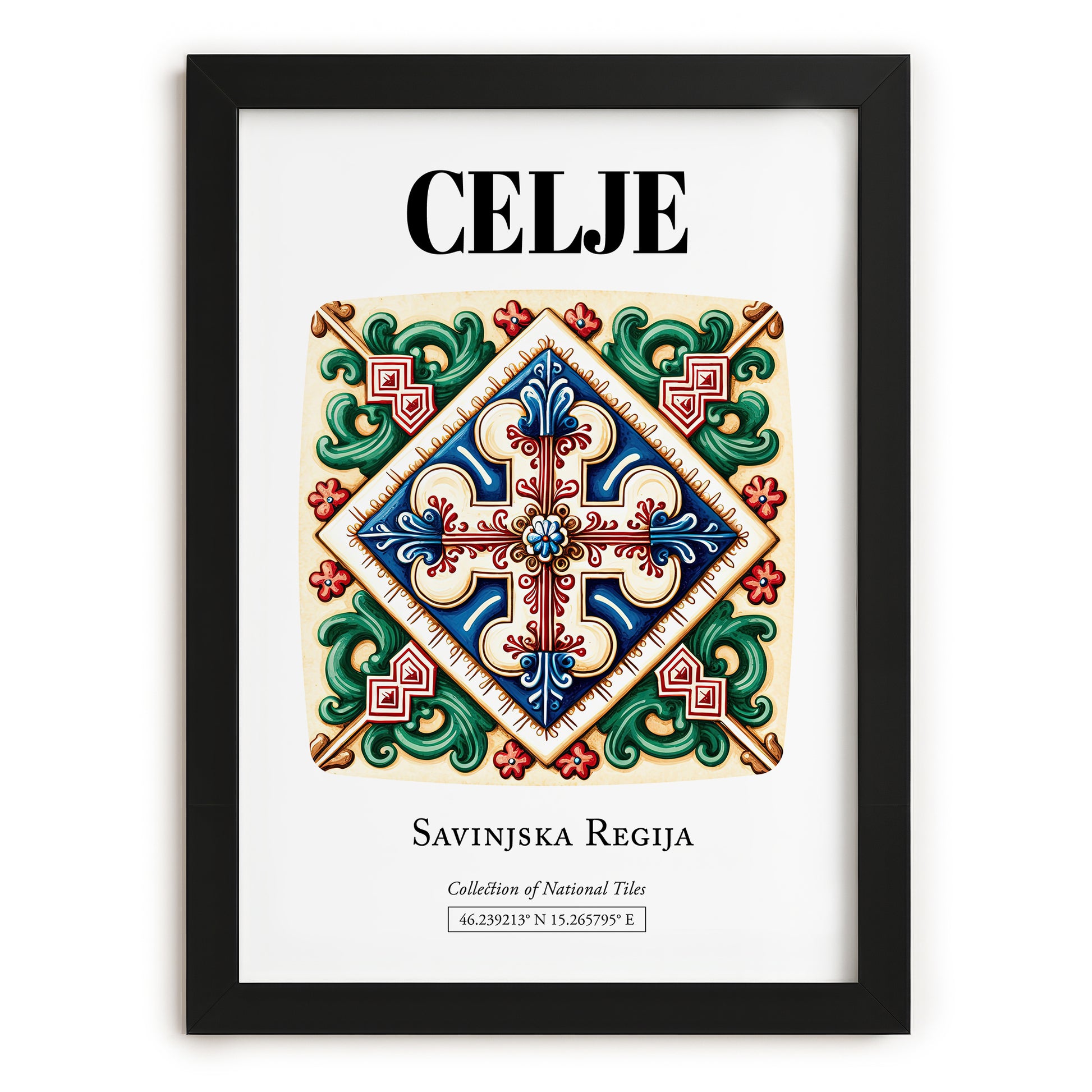 Celje, Slovenia – Minimalist Travel Print, in sleek black frame