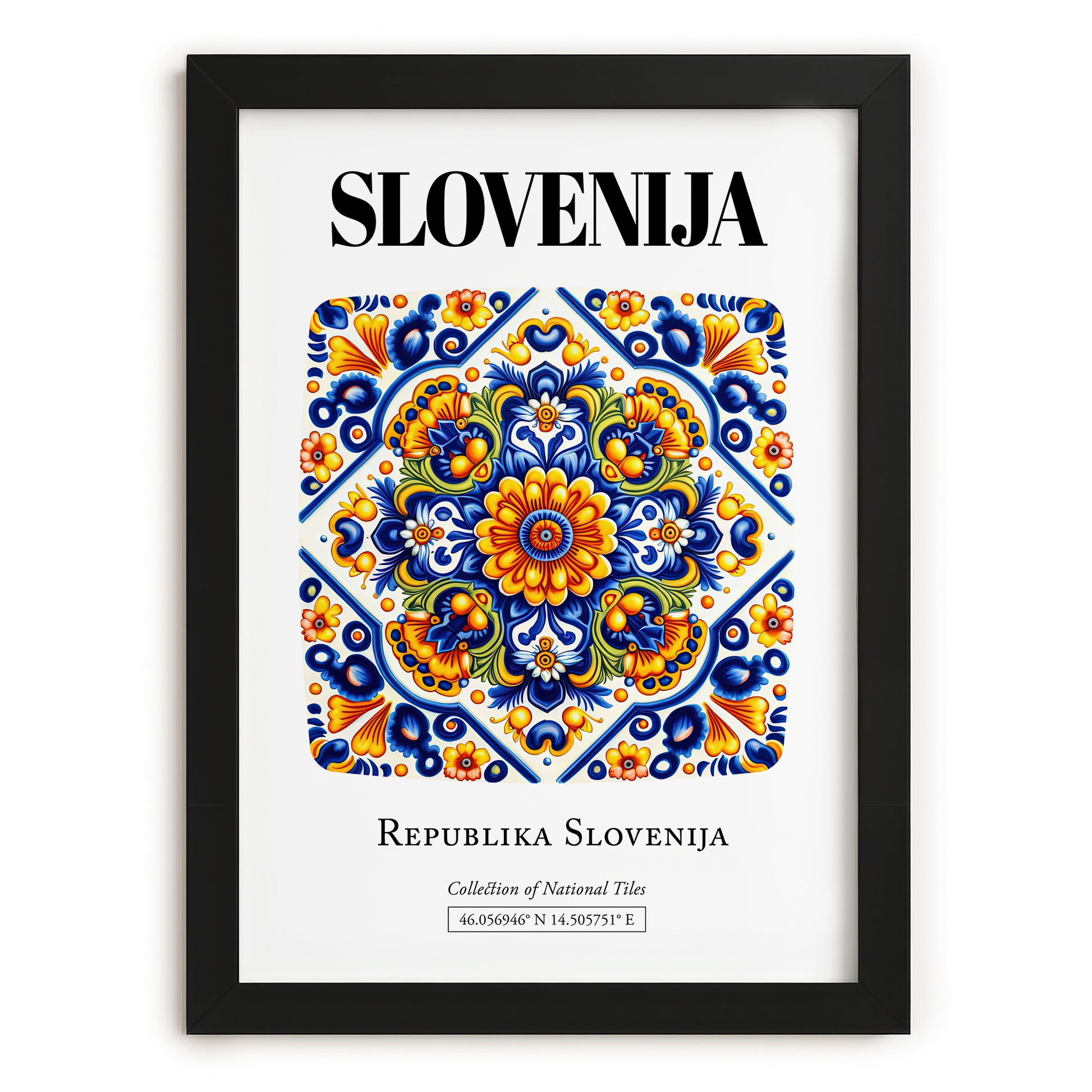 Slovenija, Slovenia – Travel Wall Art, in sleek black frame