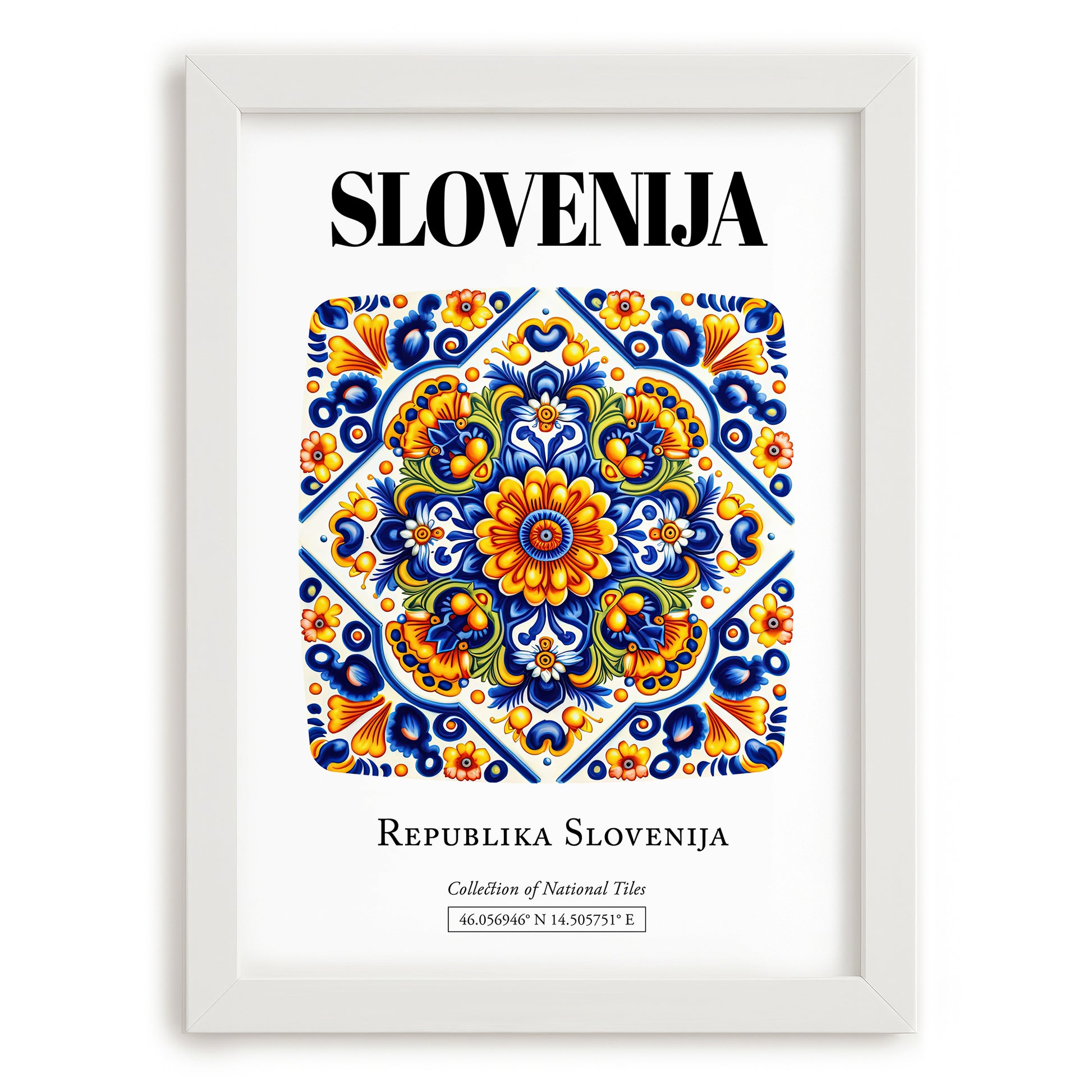 Slovenija, Slovenia – Travel Wall Art, placed in minimal white frame