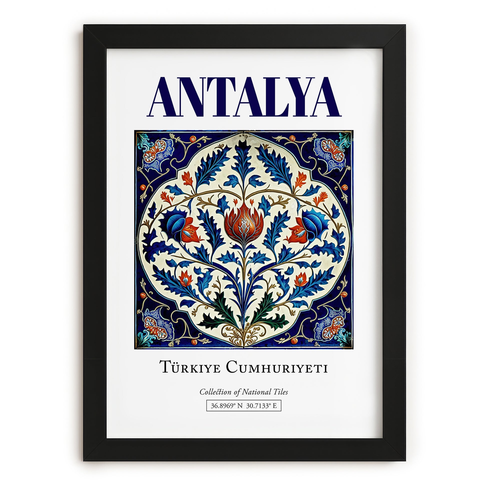 Antalya, Turkey – Global Cities Wall Print, in sleek black frame