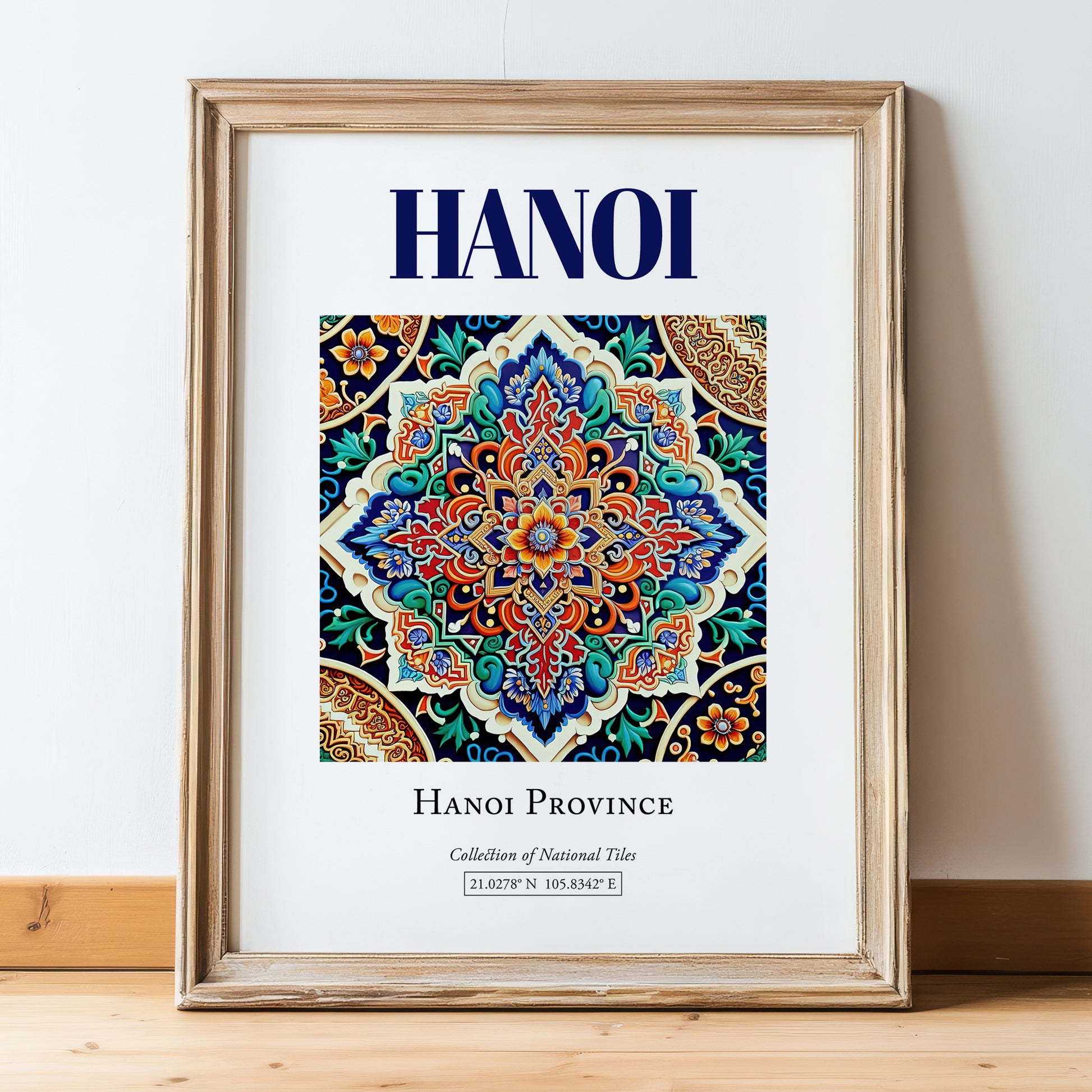 Hanoi, Vietnam – Travel Print, in wooden frame leaning on the floor