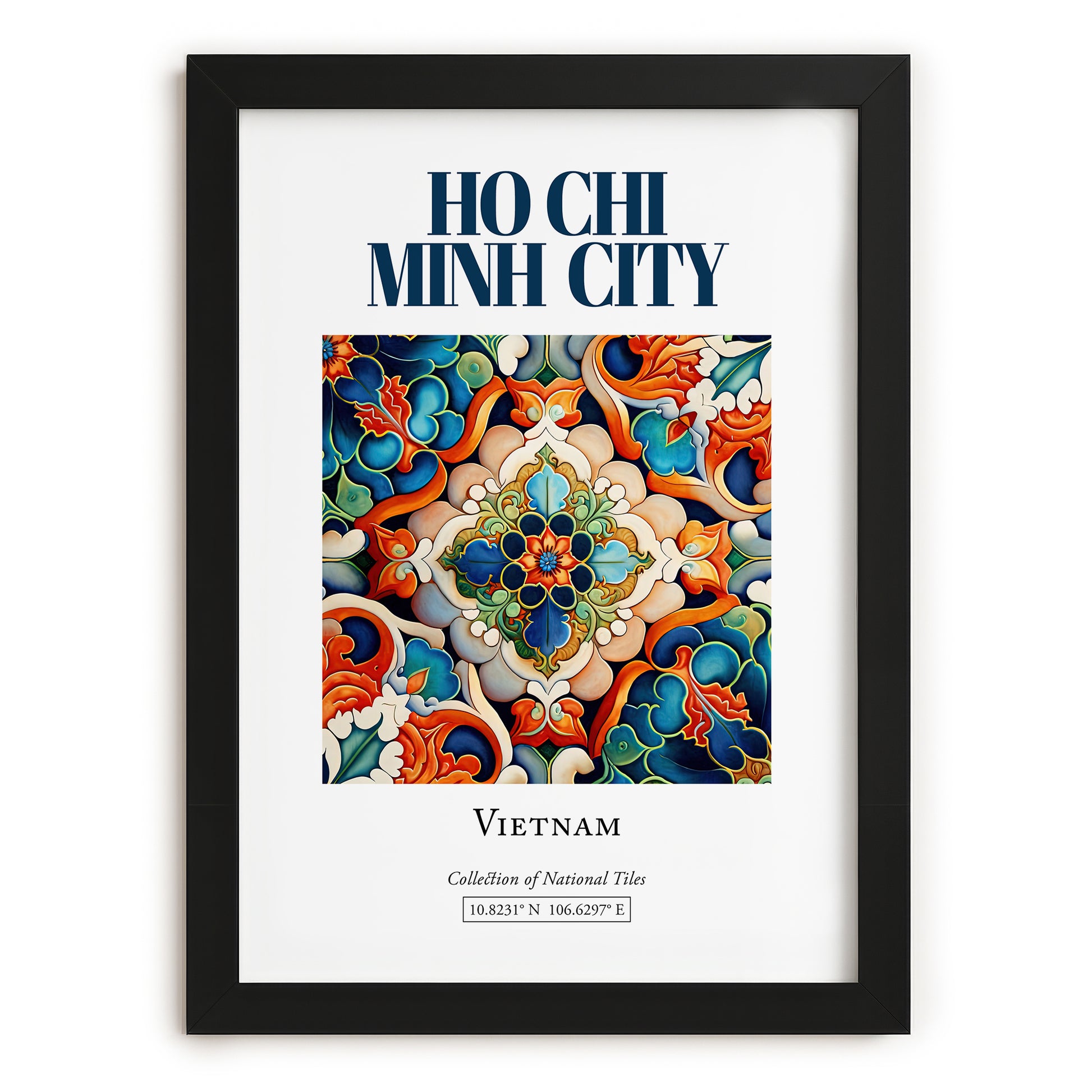 Ho Chi Minh City, Vietnam – Vintage Travel Poster, in sleek black frame
