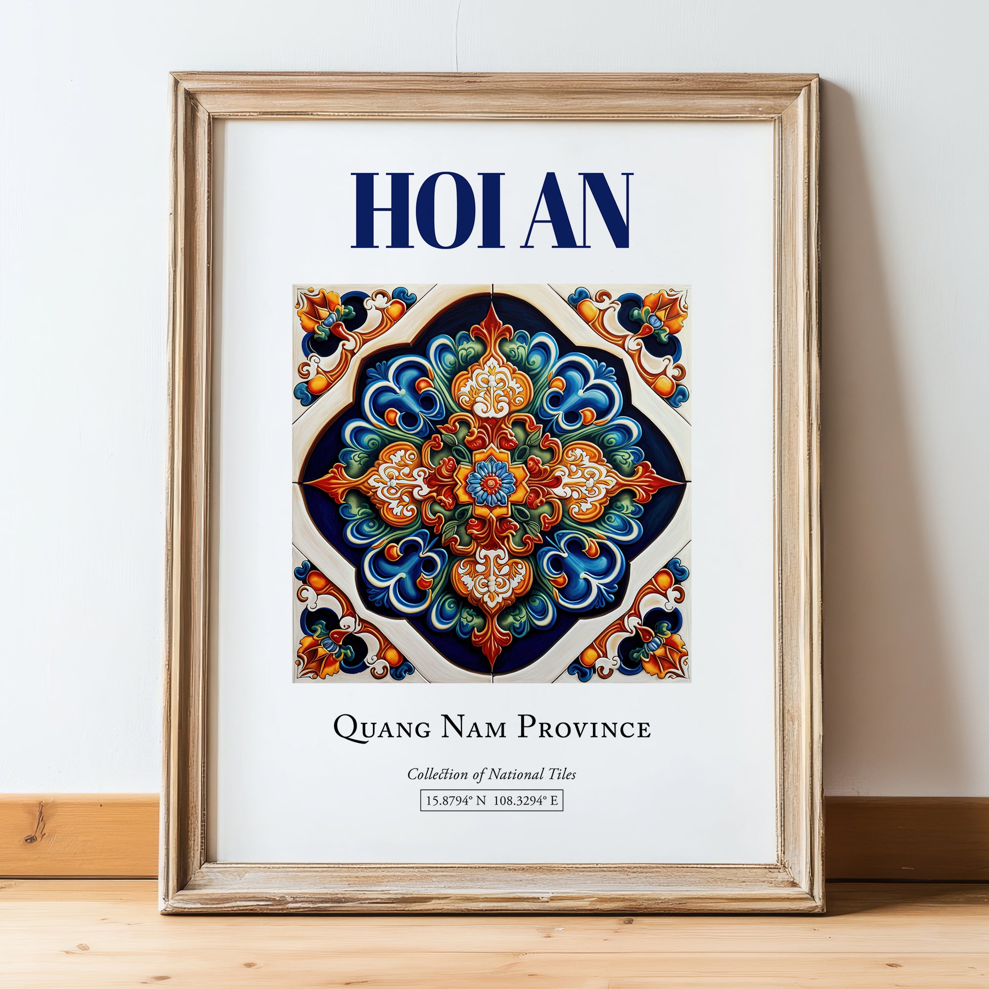 Hoi An, Vietnam – Travel Print, in wooden frame leaning on the floor