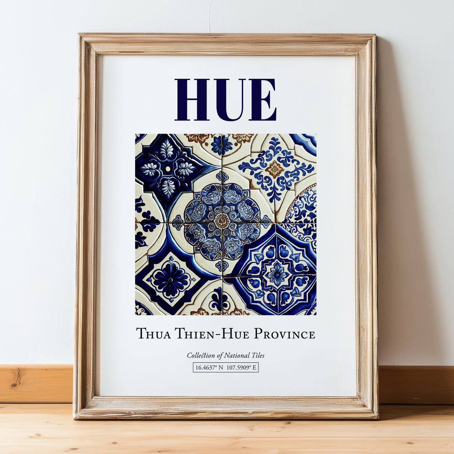 Hue, Vietnam – Travel Memories Wall Print, in wooden frame leaning on the floor