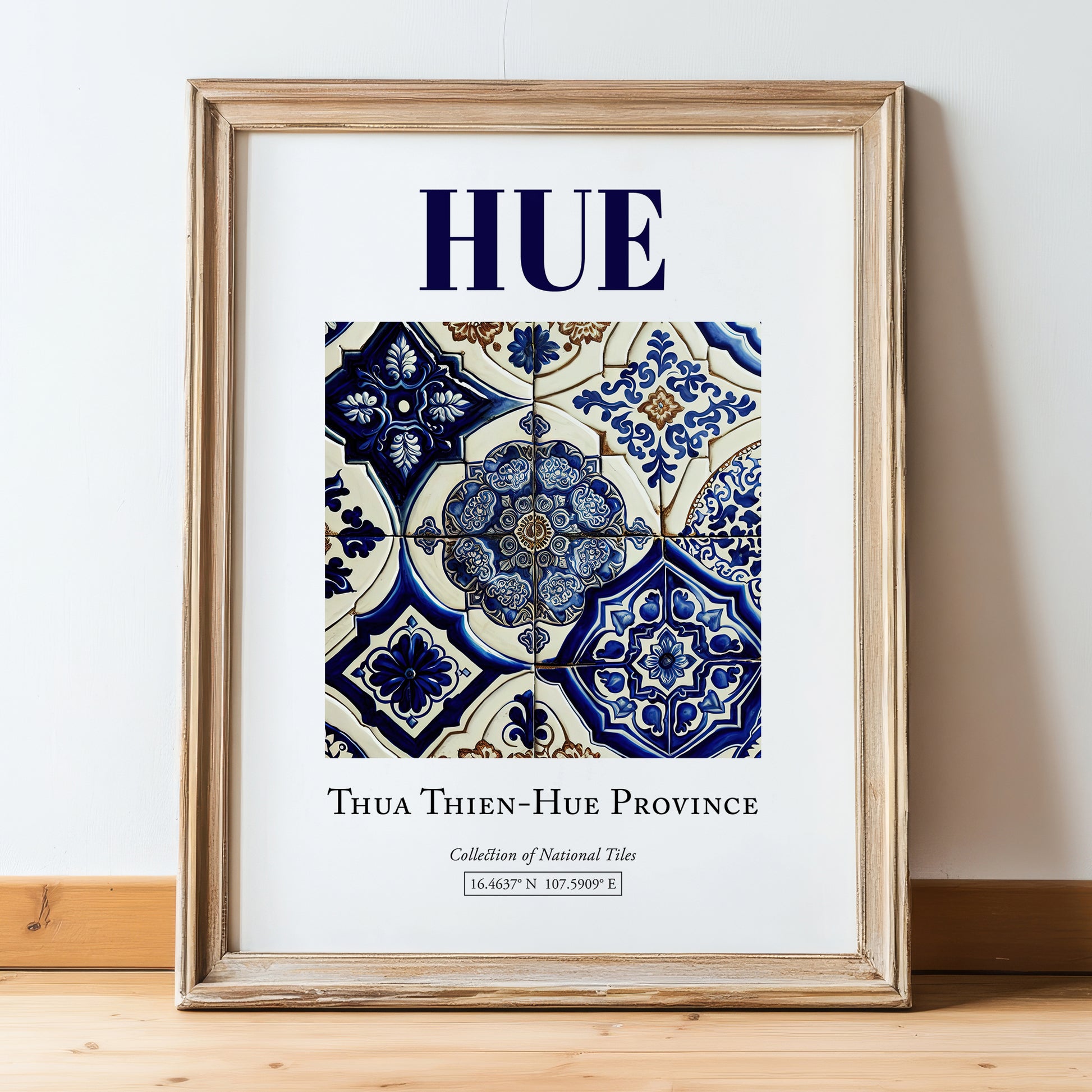 Hue, Vietnam – Travel Memories Wall Print, in wooden frame leaning on the floor
