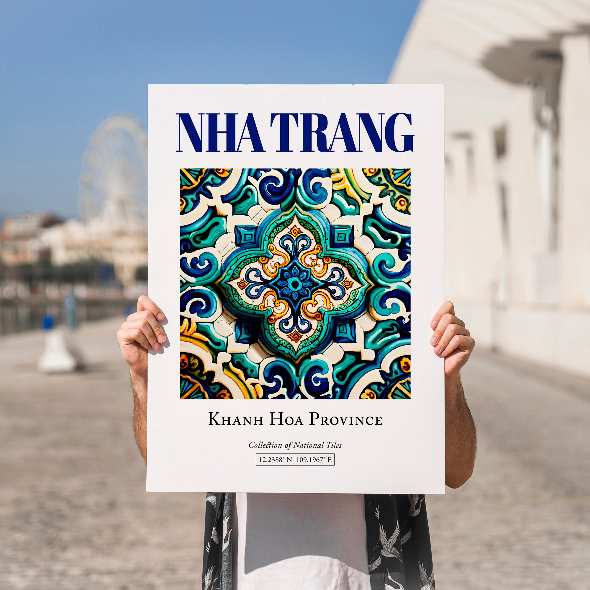 Nha Trang, Vietnam – Country Culture Poster, no-text version framed in wood