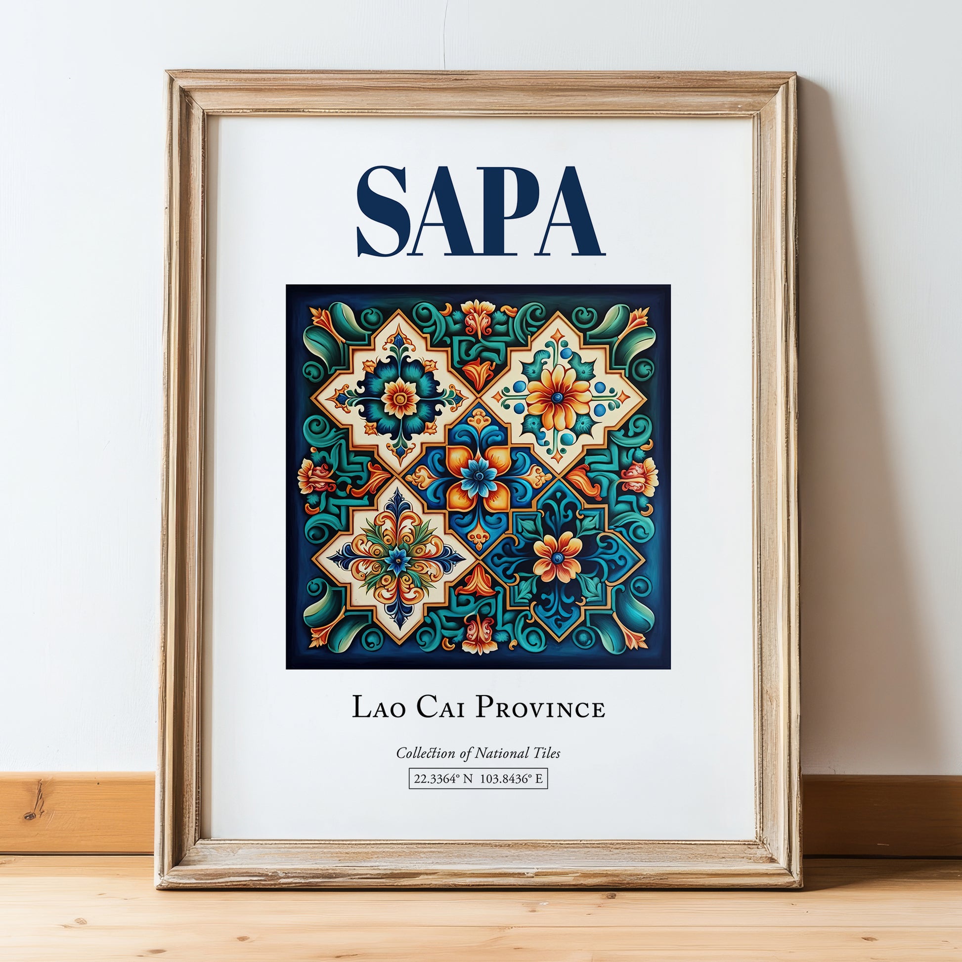 Sapa, Vietnam – Travel Wall Decor, in wooden frame leaning on the floor