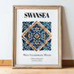 Swansea, Wales – Travel Wall Decor, in wooden frame leaning on the floor