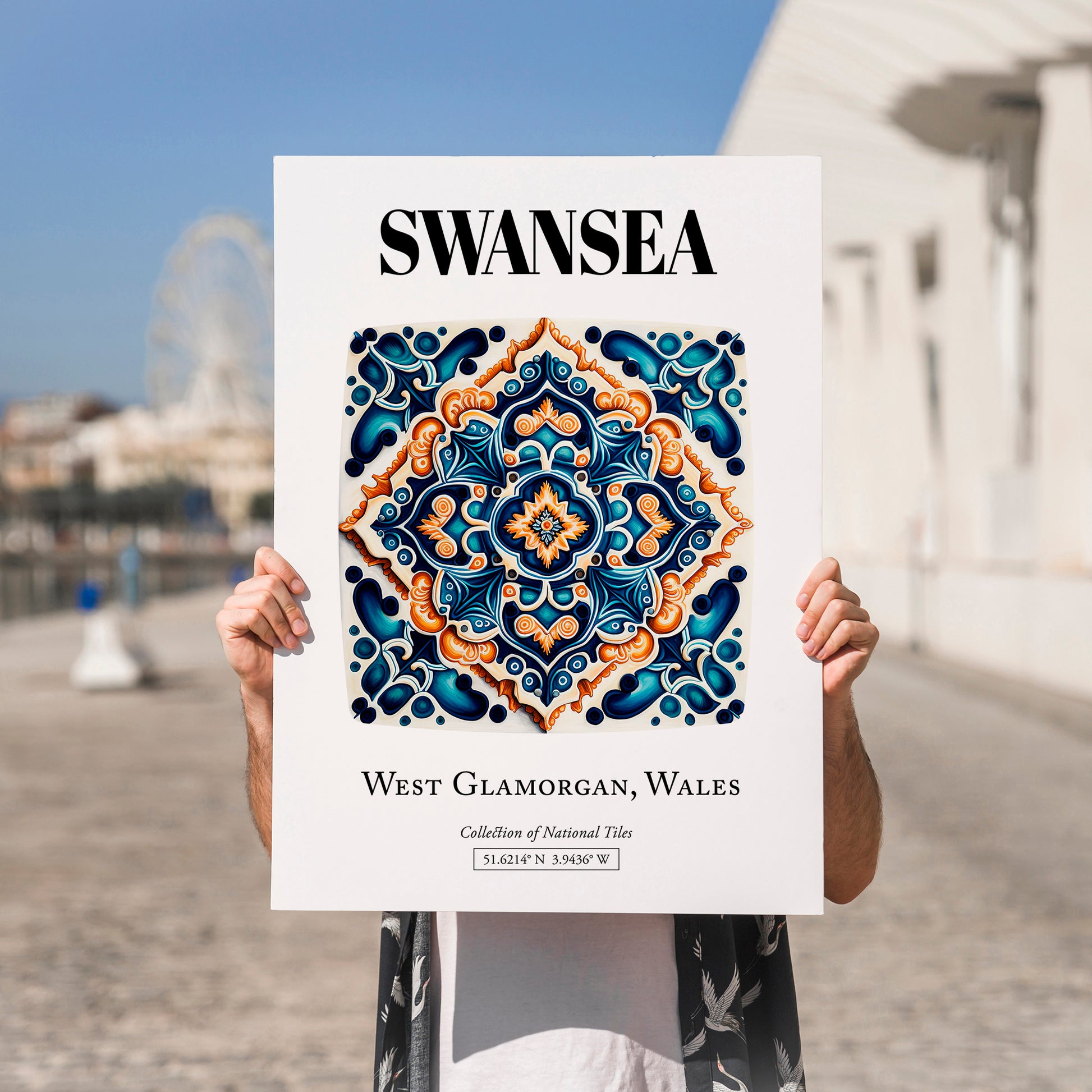 Swansea, Wales – Travel Wall Decor, no-text version framed in wood
